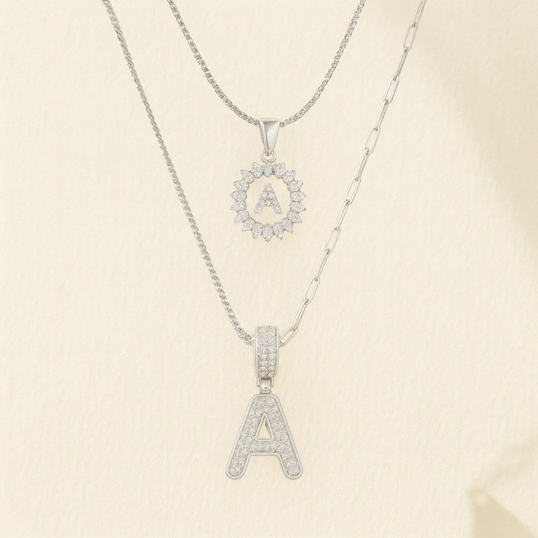 2pc Luxe Diamond Initial Layered