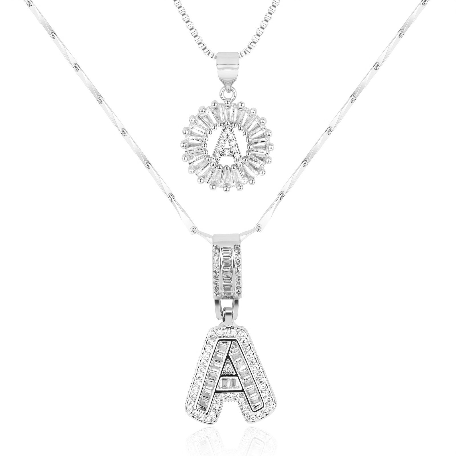 2pc Luxe Diamond Initial Layered