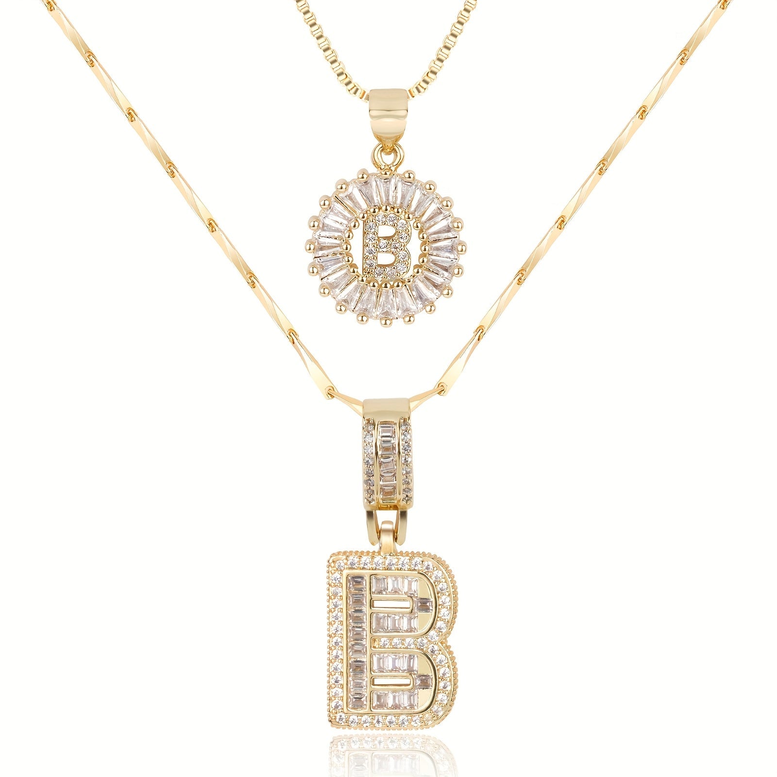 2pc Luxe Diamond Initial Layered