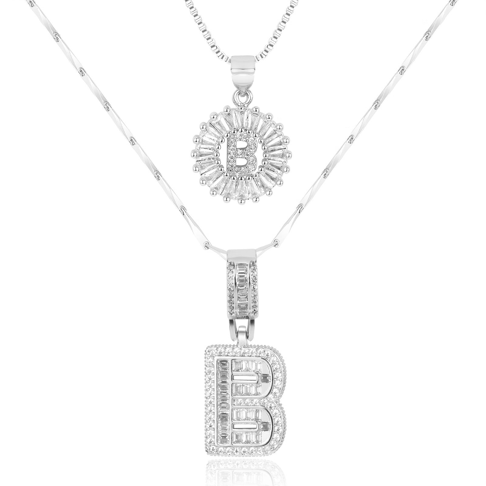 2pc Luxe Diamond Initial Layered