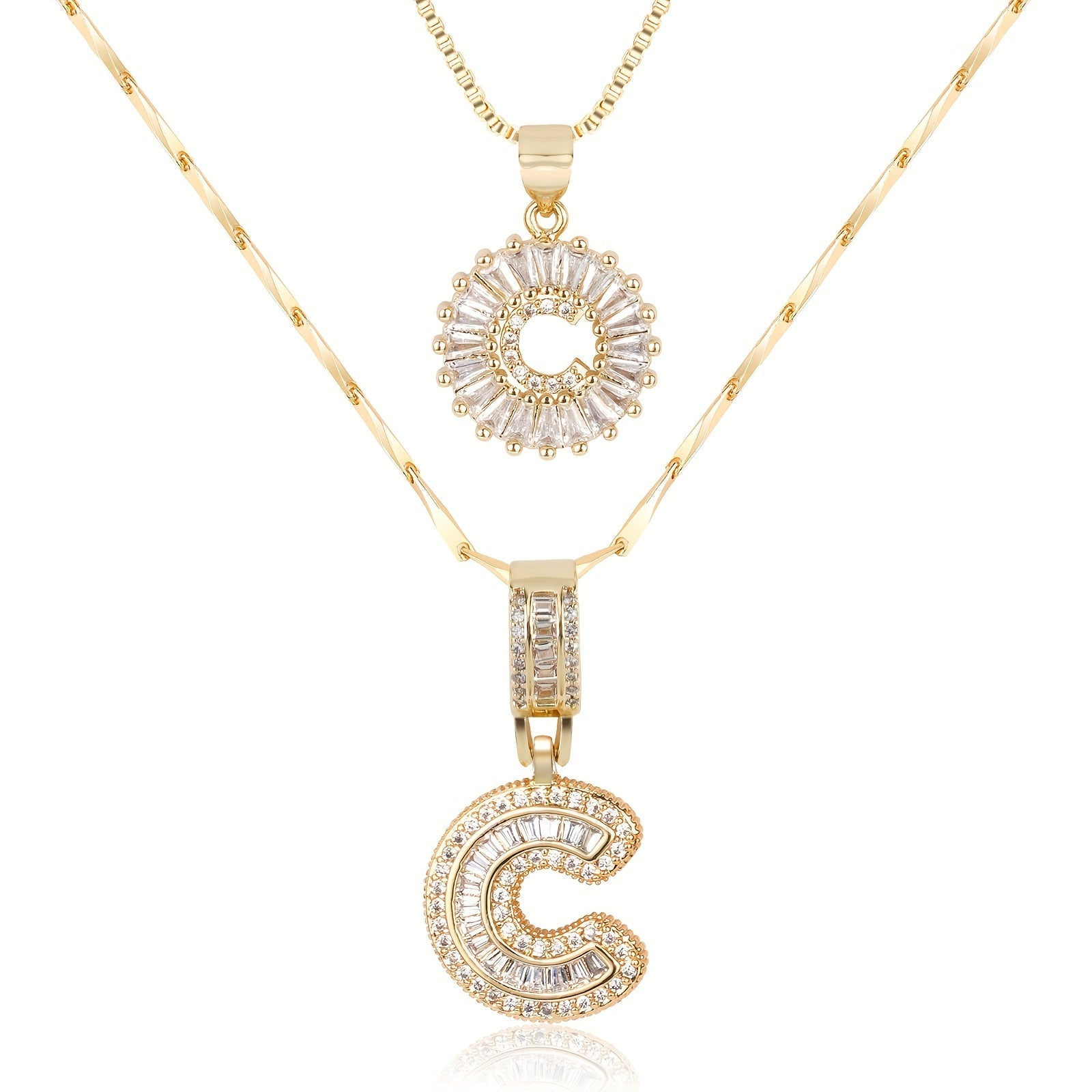 2pc Luxe Diamond Initial Layered