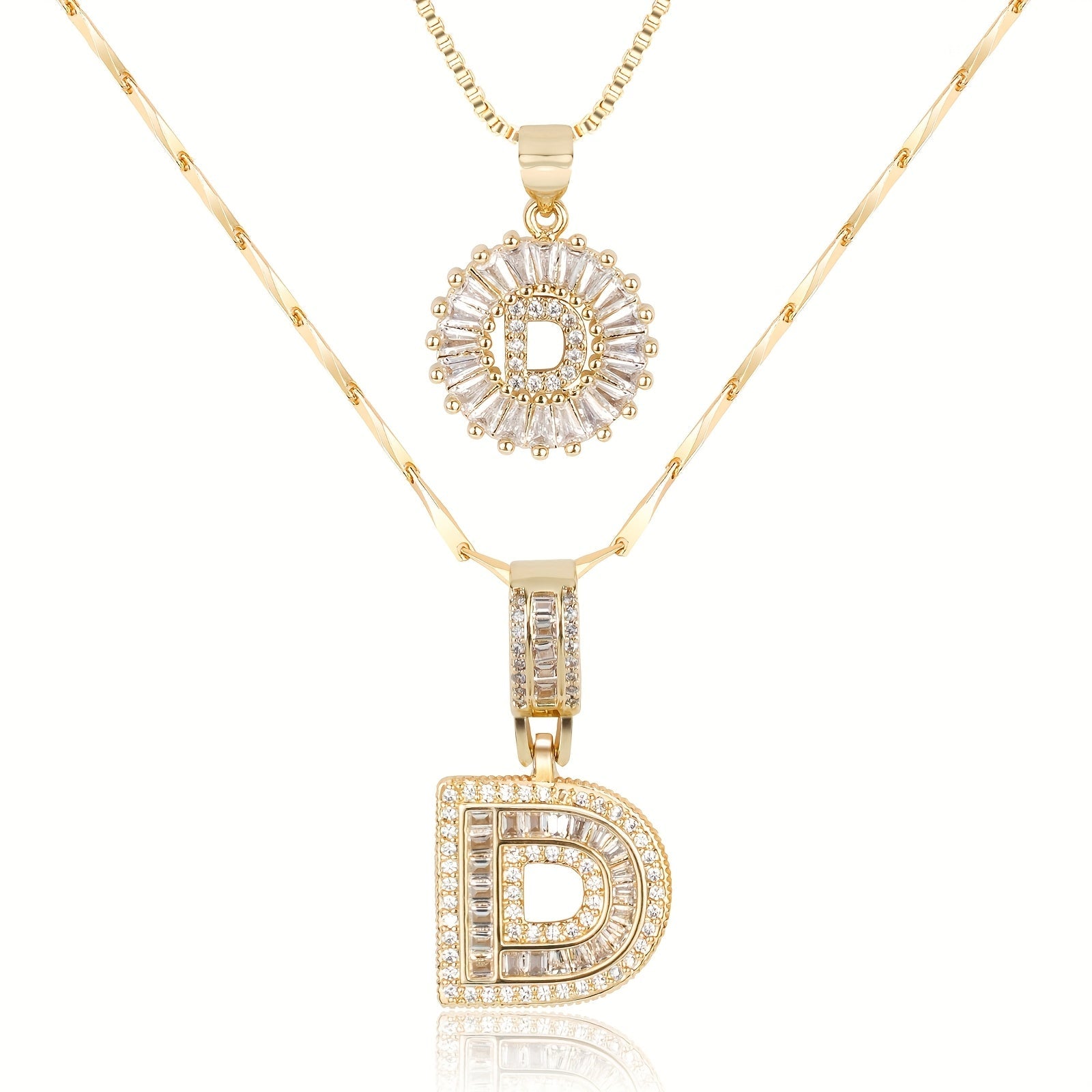 2pc Luxe Diamond Initial Layered