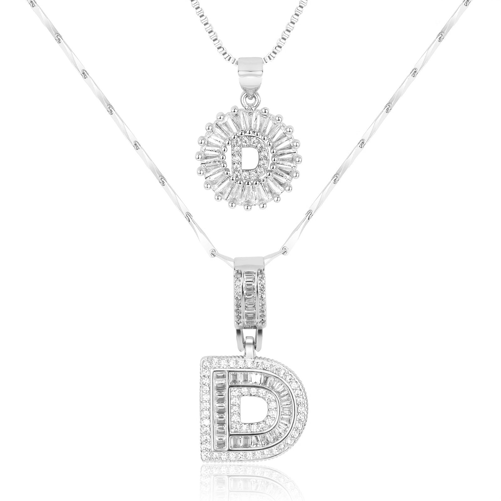 2pc Luxe Diamond Initial Layered