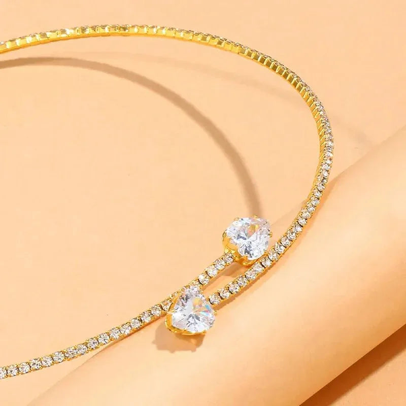 Open Heart Diamond Accent Choker Necklace