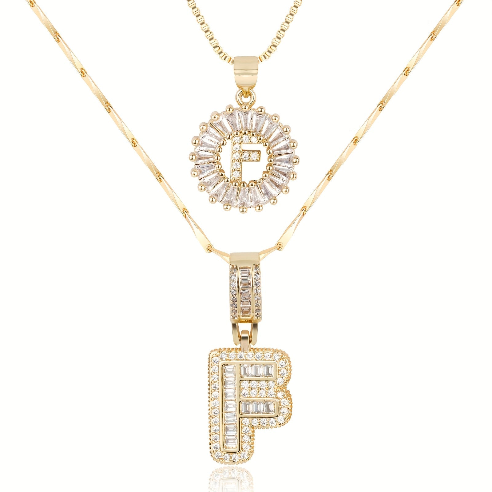 2pc Luxe Diamond Initial Layered