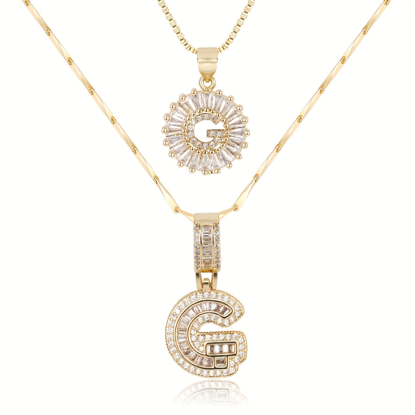 2pc Luxe Diamond Initial Layered