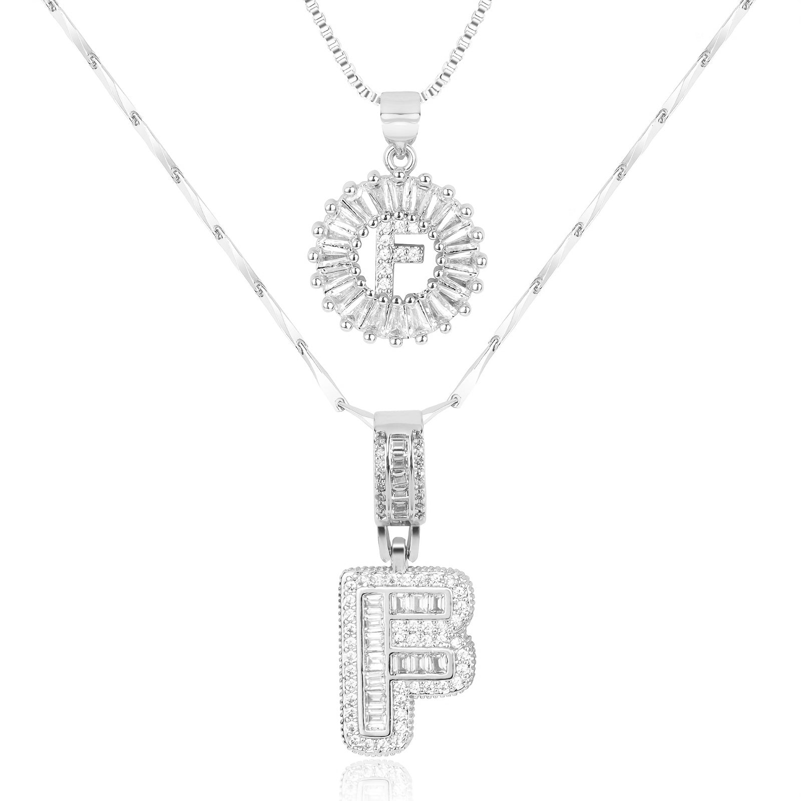 2pc Luxe Diamond Initial Layered