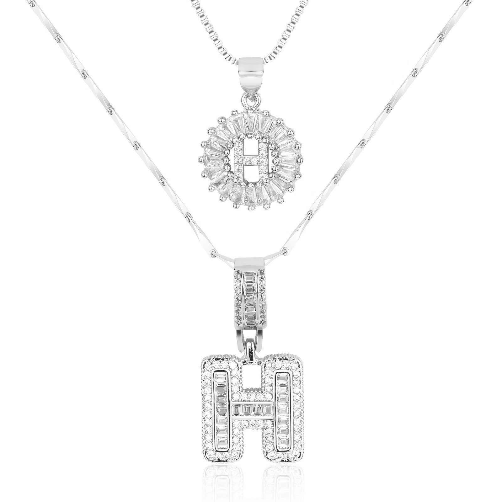 2pc Luxe Diamond Initial Layered