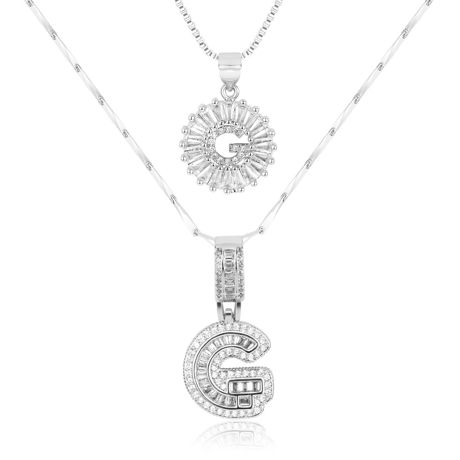 2pc Luxe Diamond Initial Layered