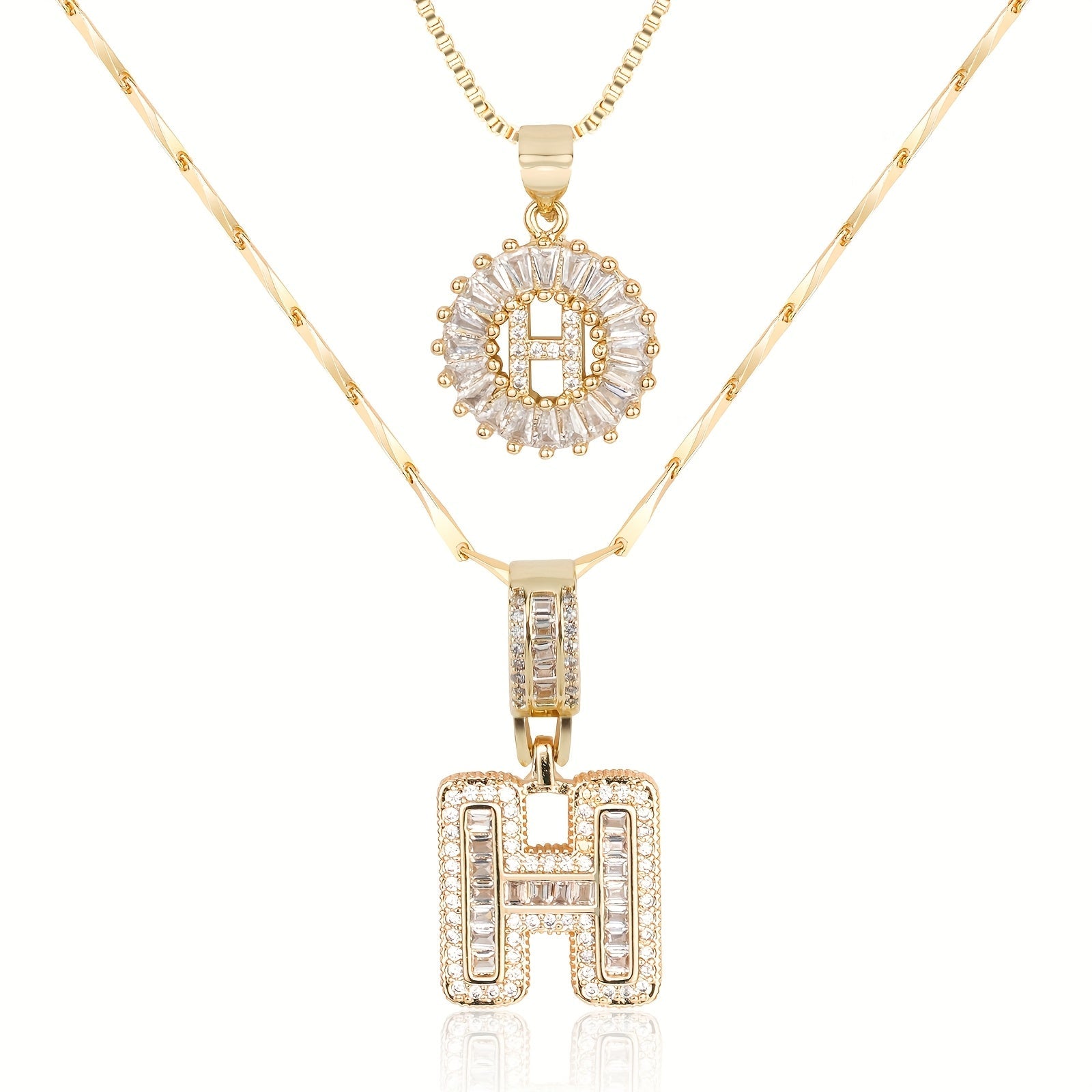 2pc Luxe Diamond Initial Layered