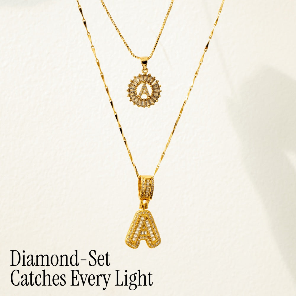 2pc Luxe Diamond Initial Layered