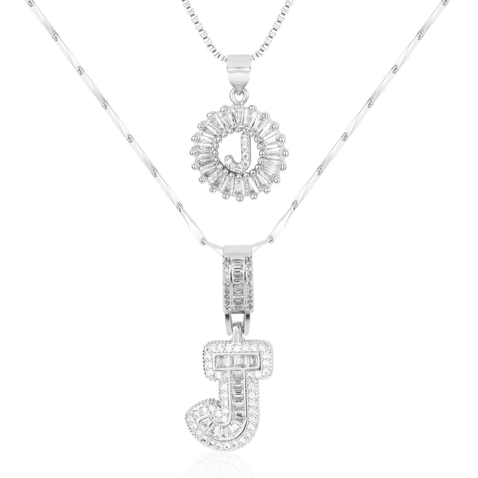 2pc Luxe Diamond Initial Layered