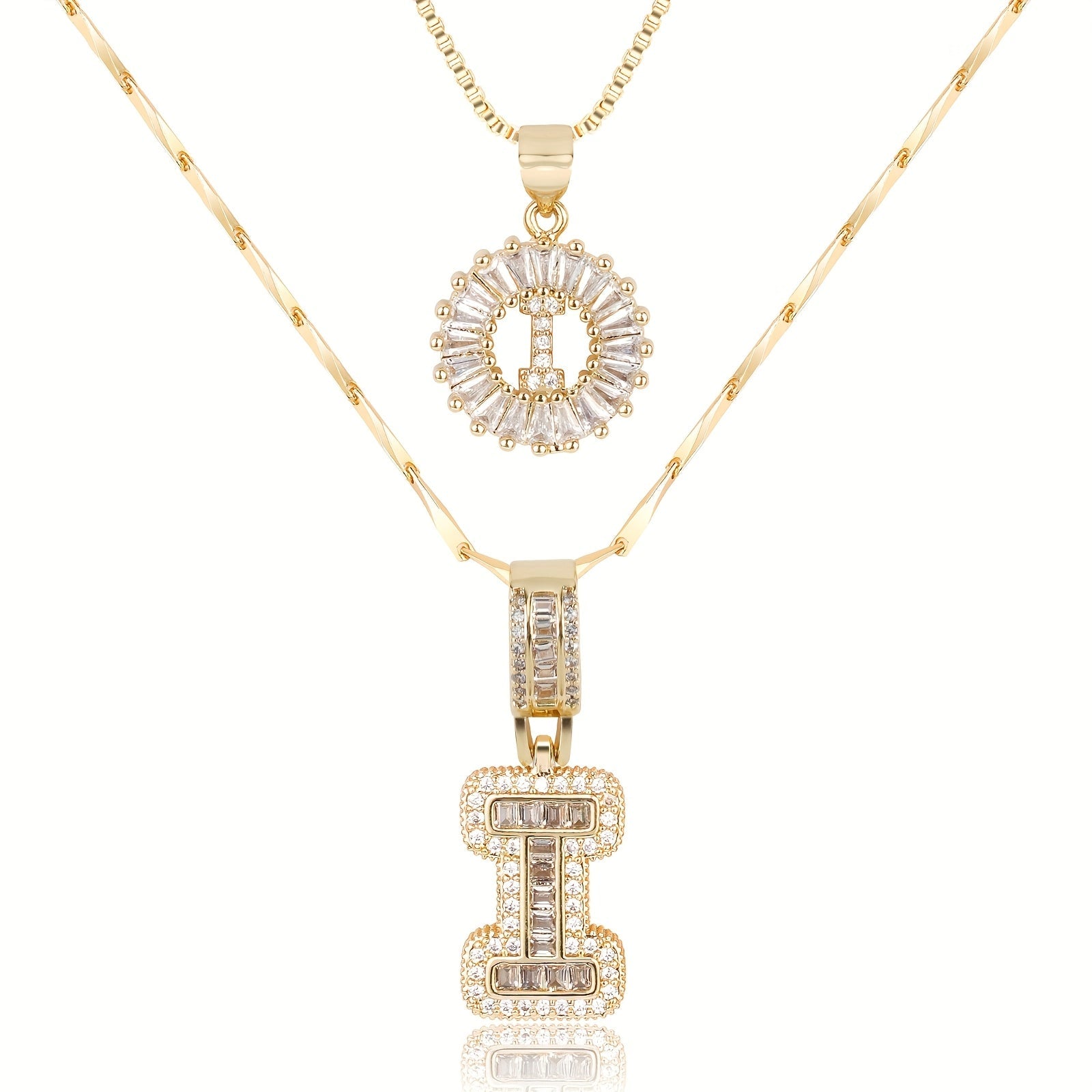 2pc Luxe Diamond Initial Layered