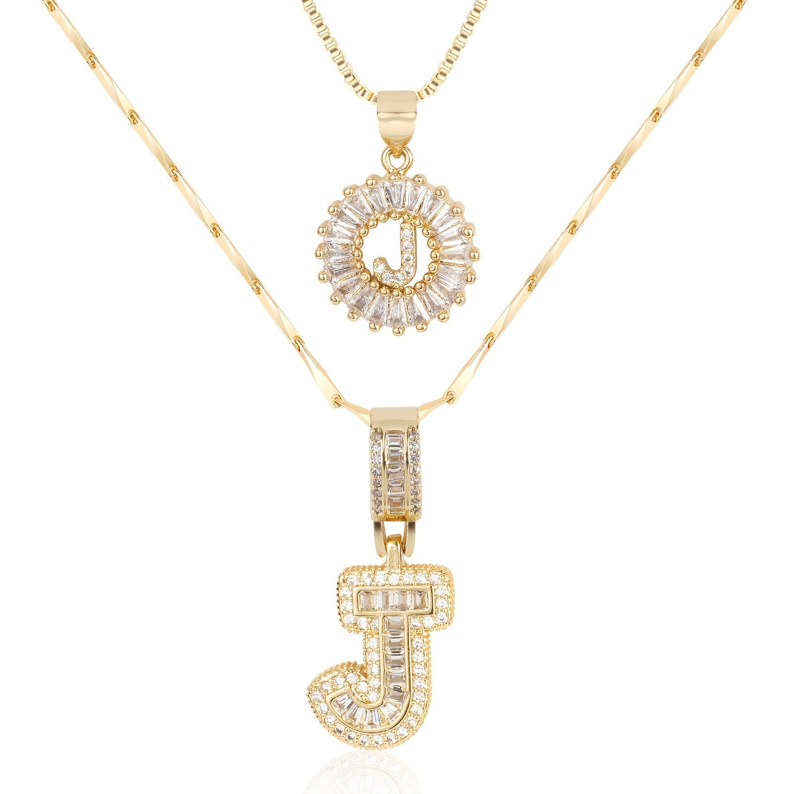 2pc Luxe Diamond Initial Layered