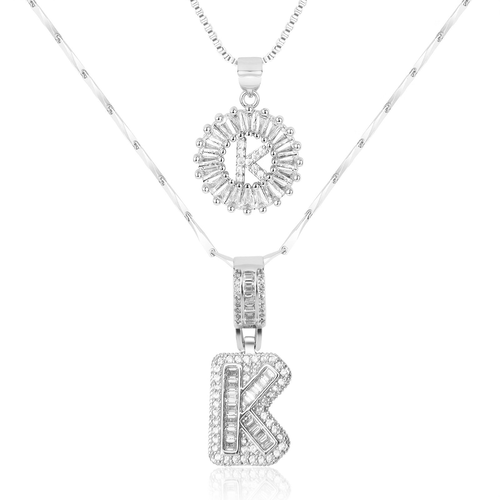 2pc Luxe Diamond Initial Layered