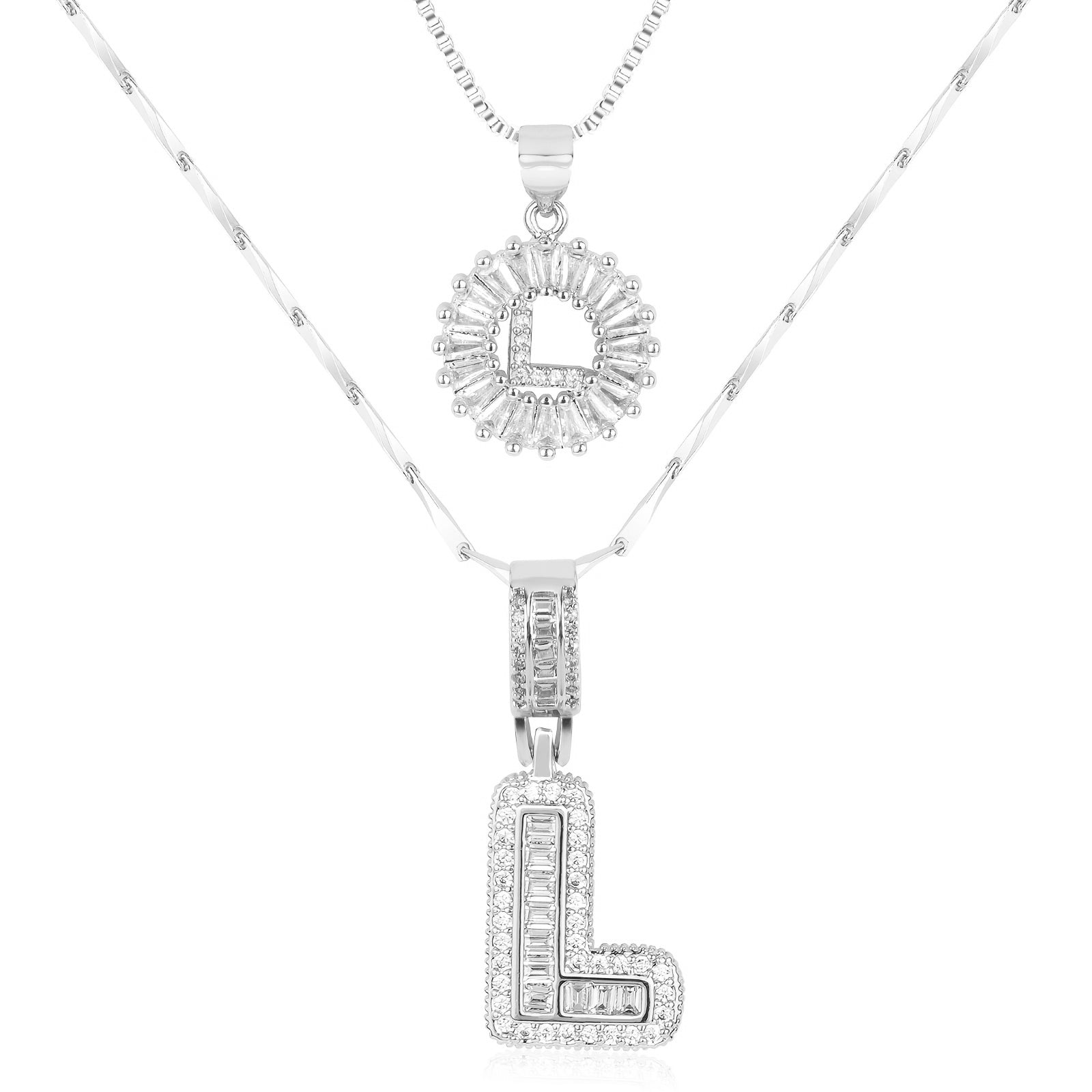2pc Luxe Diamond Initial Layered