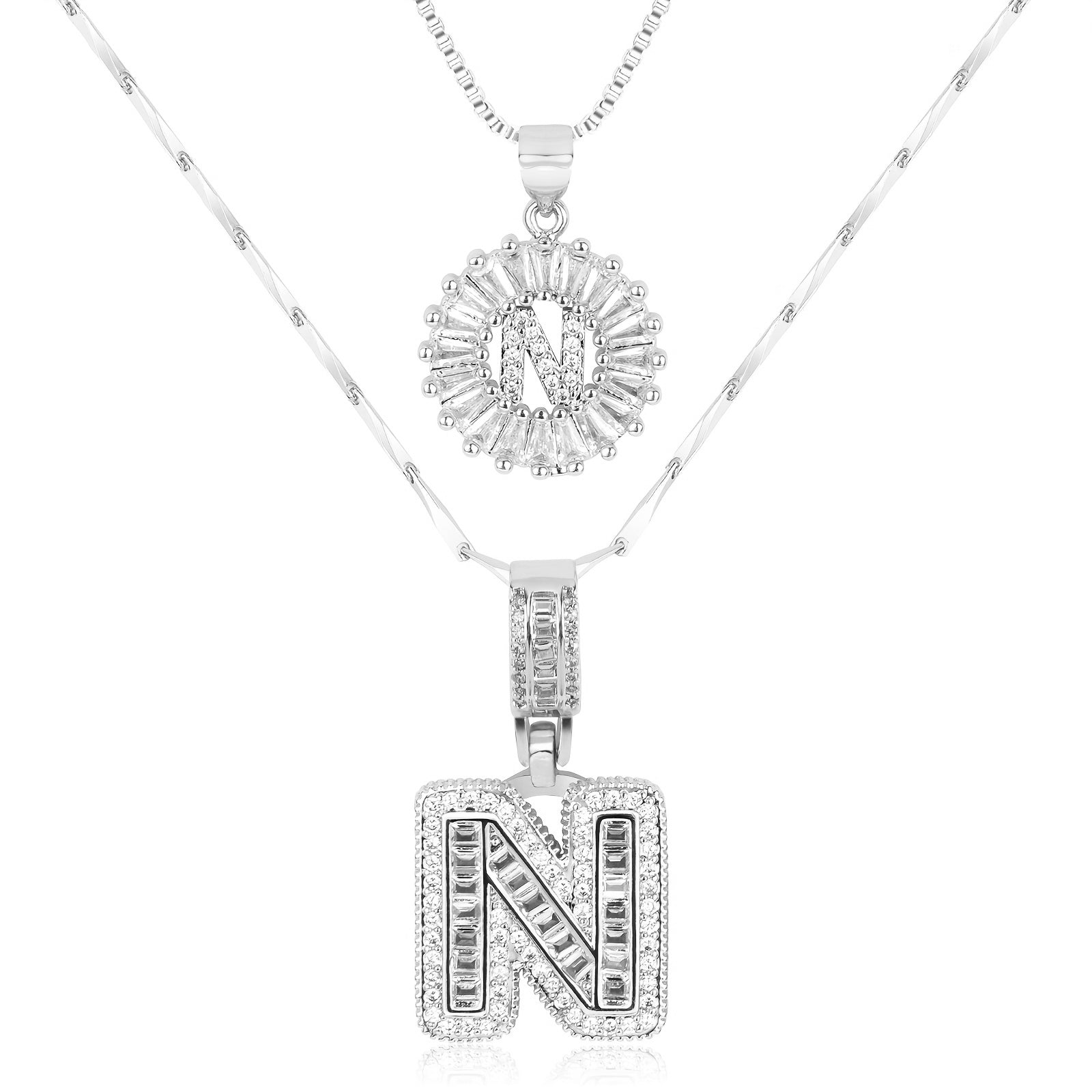 2pc Luxe Diamond Initial Layered