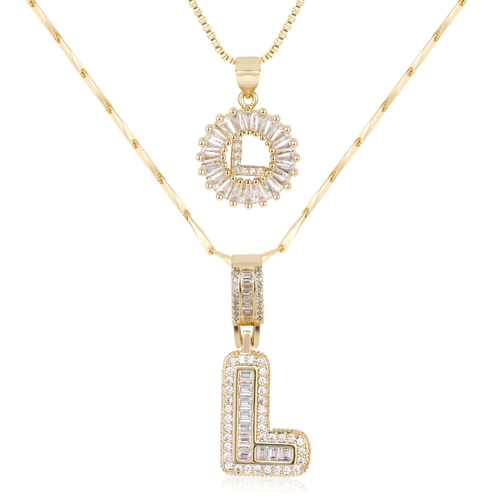 2pc Luxe Diamond Initial Layered