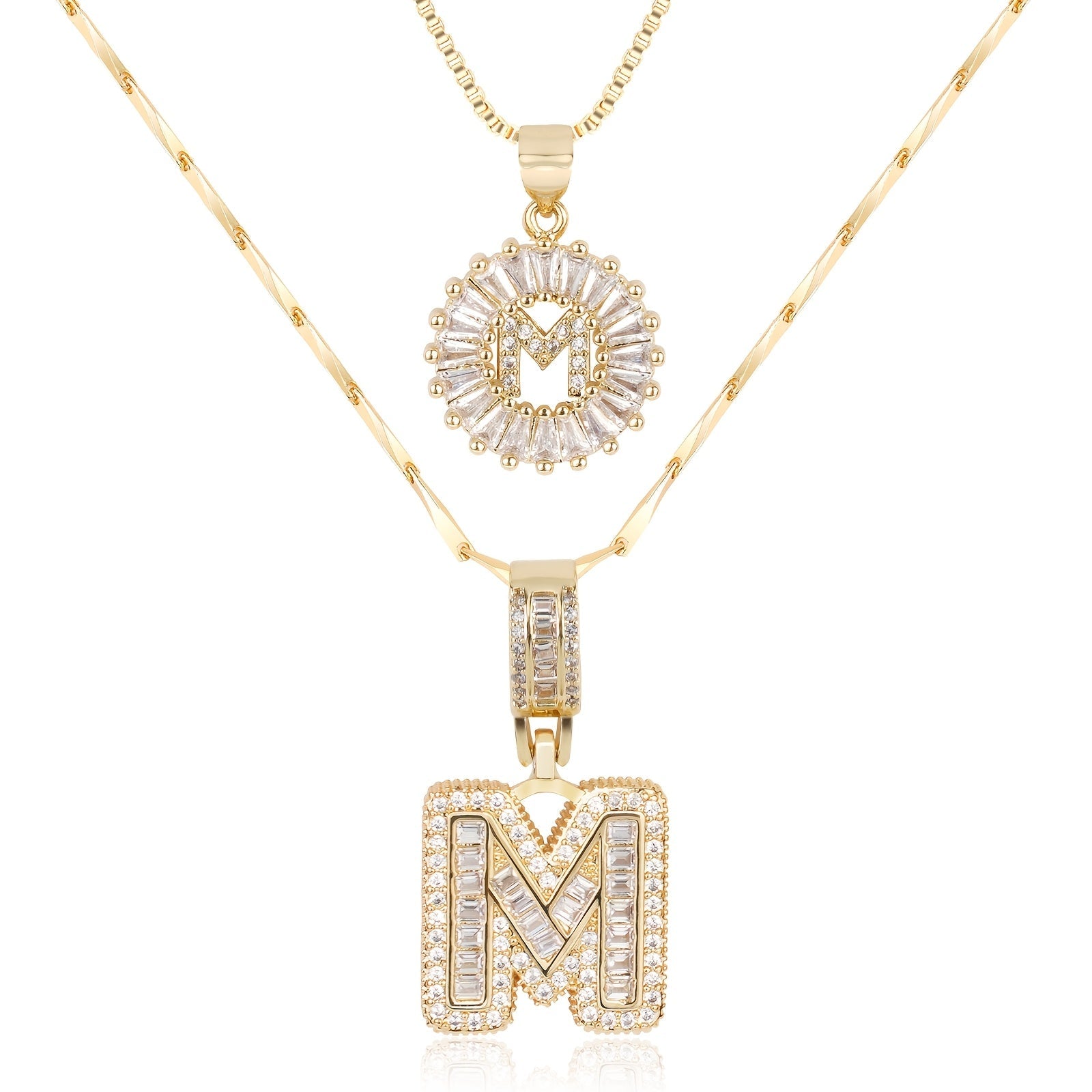 2pc Luxe Diamond Initial Layered