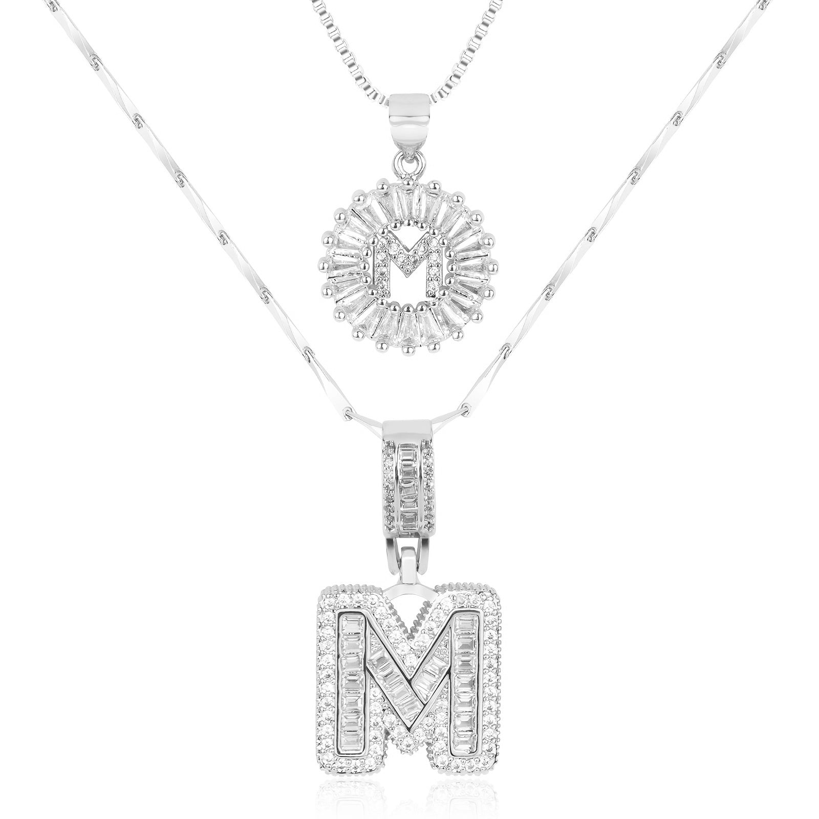2pc Luxe Diamond Initial Layered