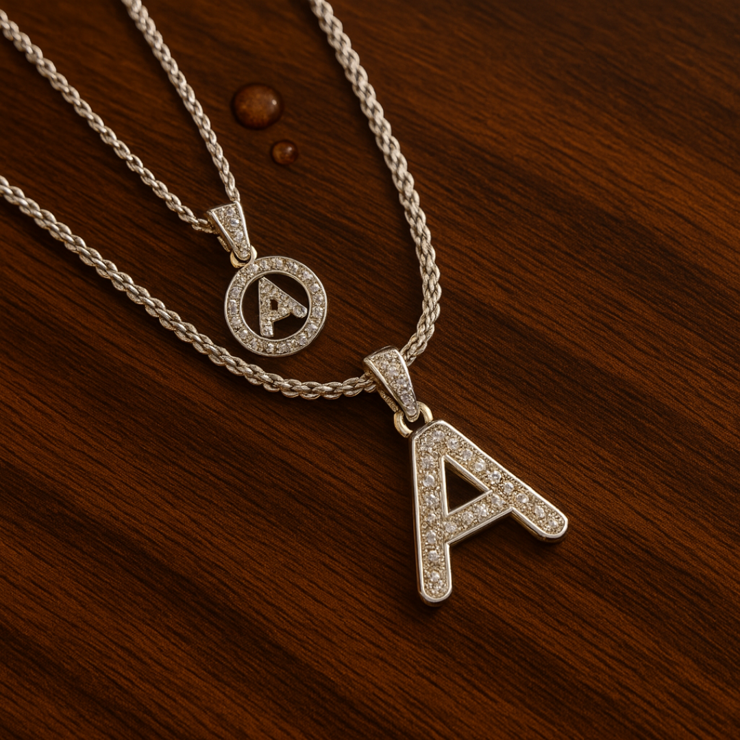 2pc Luxe Diamond Initial Layered