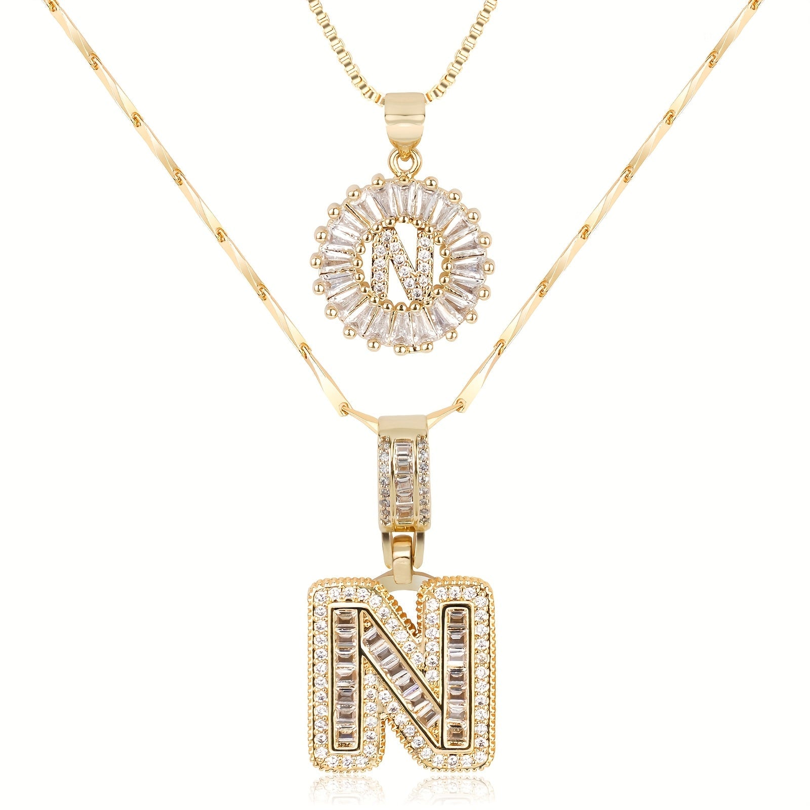 2pc Luxe Diamond Initial Layered