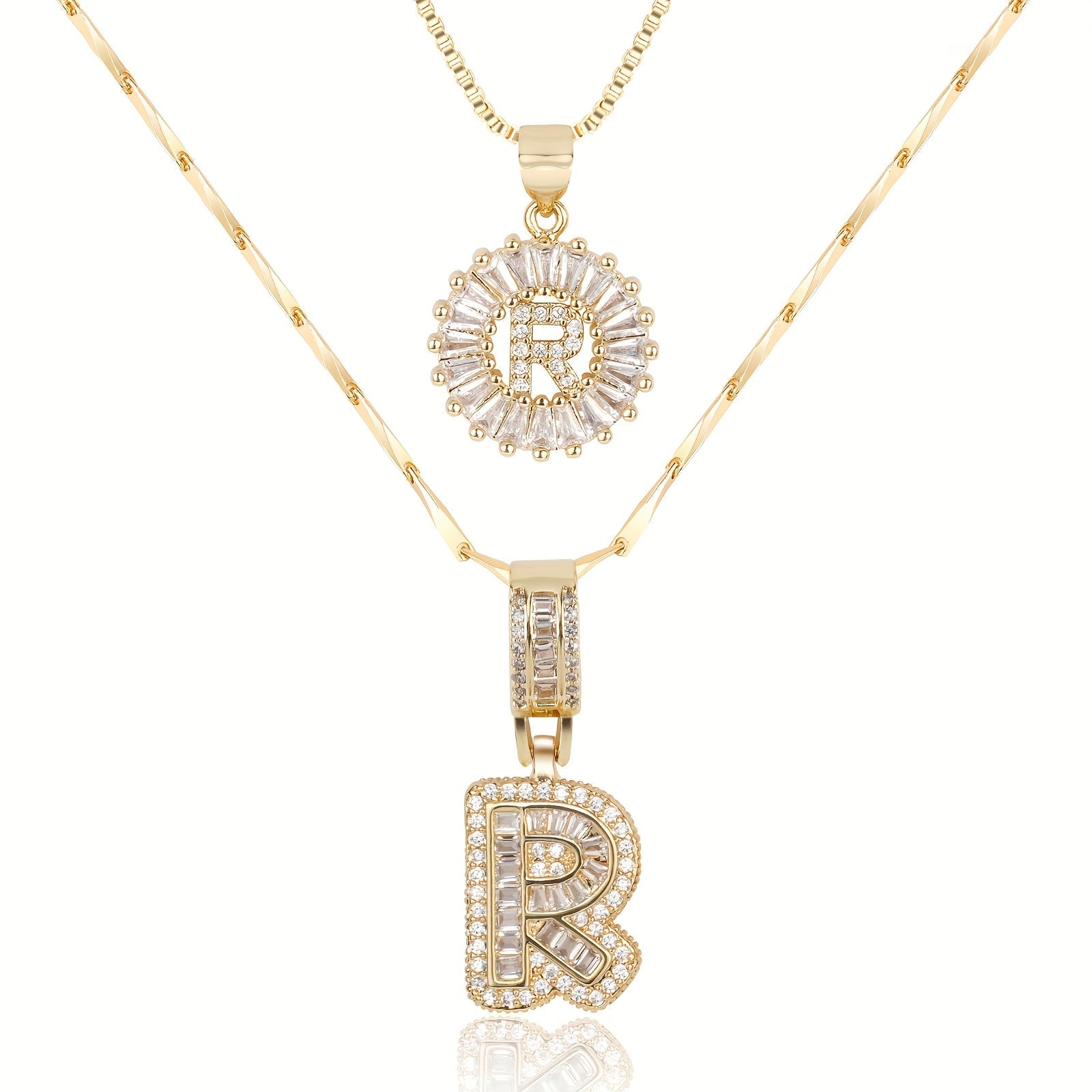 2pc Luxe Diamond Initial Layered