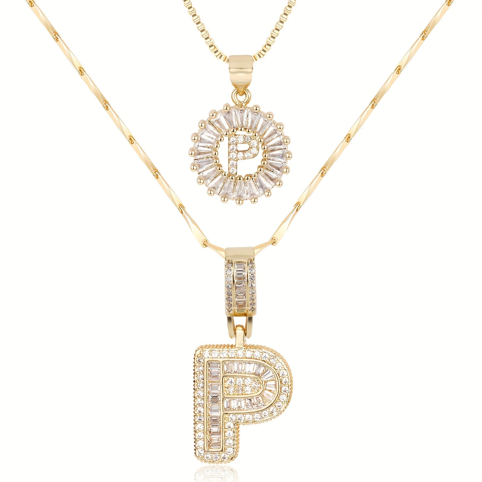 2pc Luxe Diamond Initial Layered