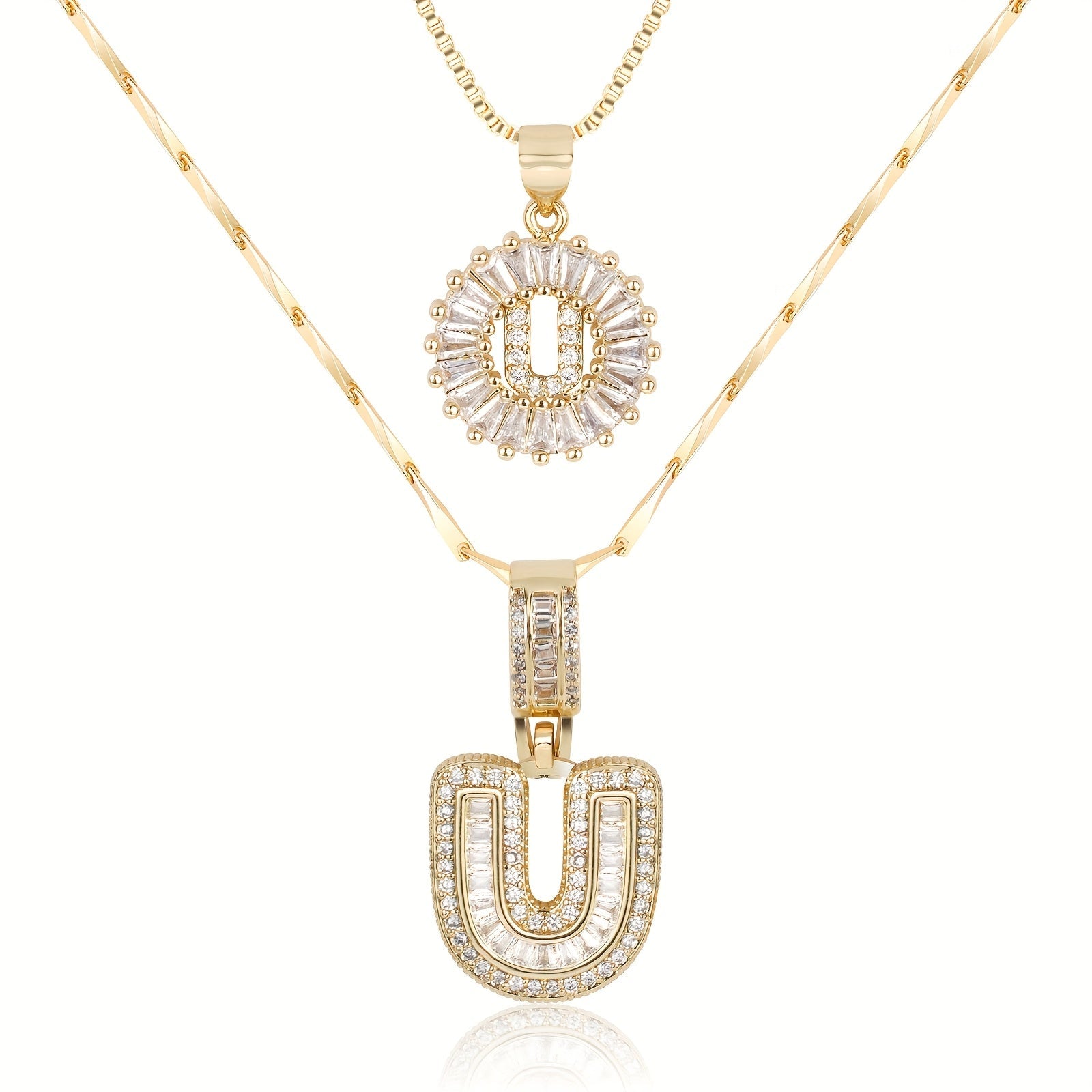 2pc Luxe Diamond Initial Layered