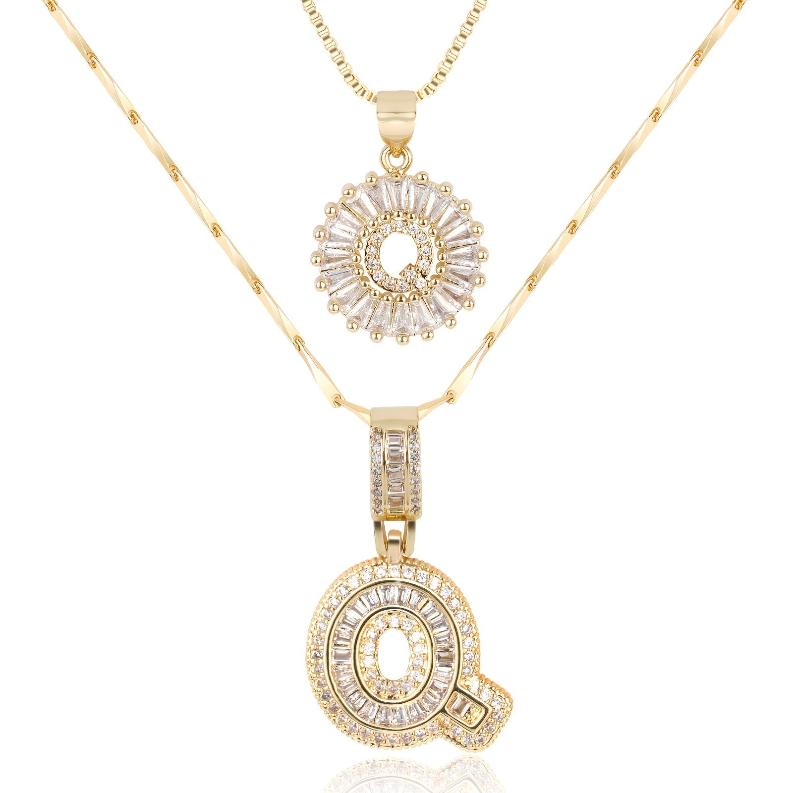 2pc Luxe Diamond Initial Layered