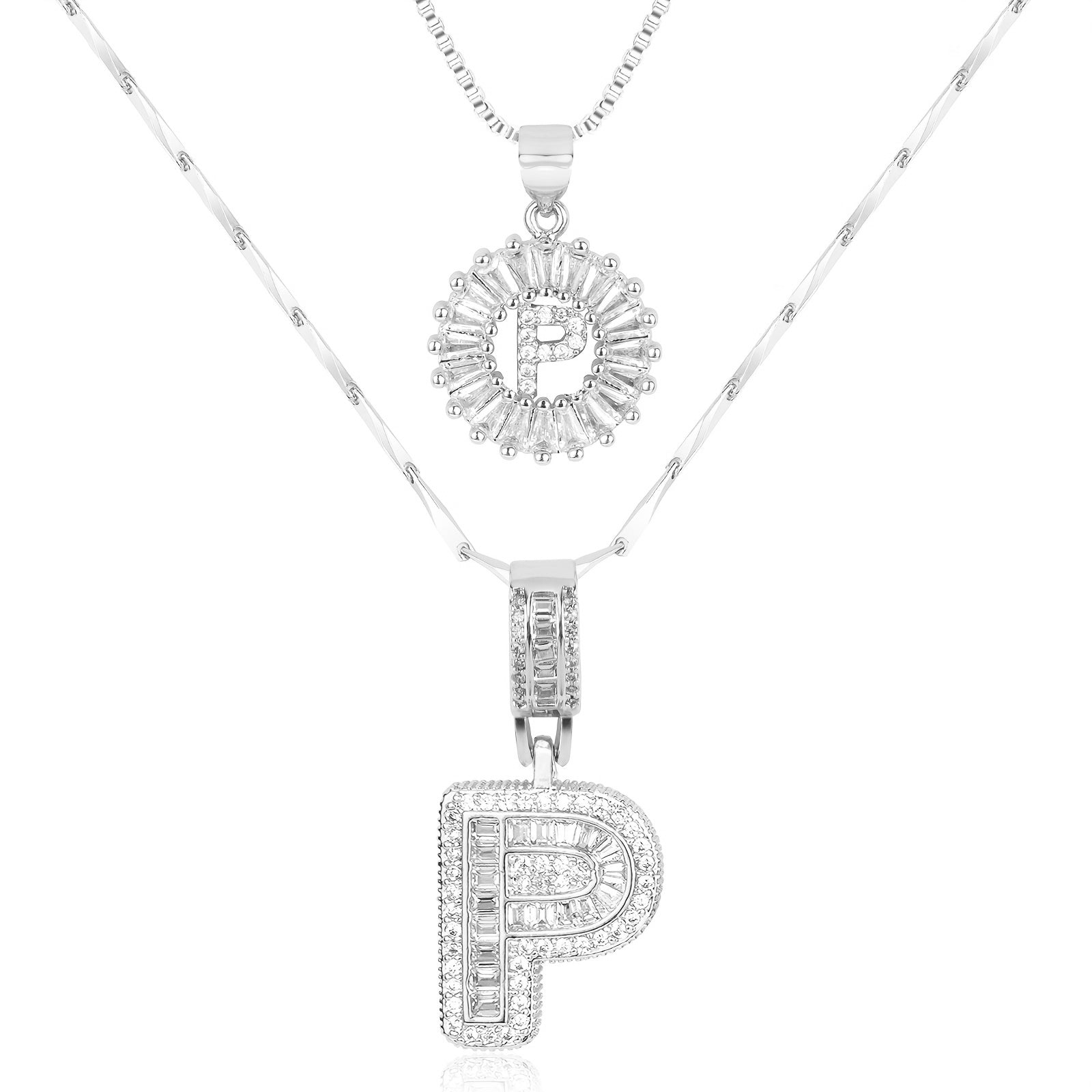 2pc Luxe Diamond Initial Layered