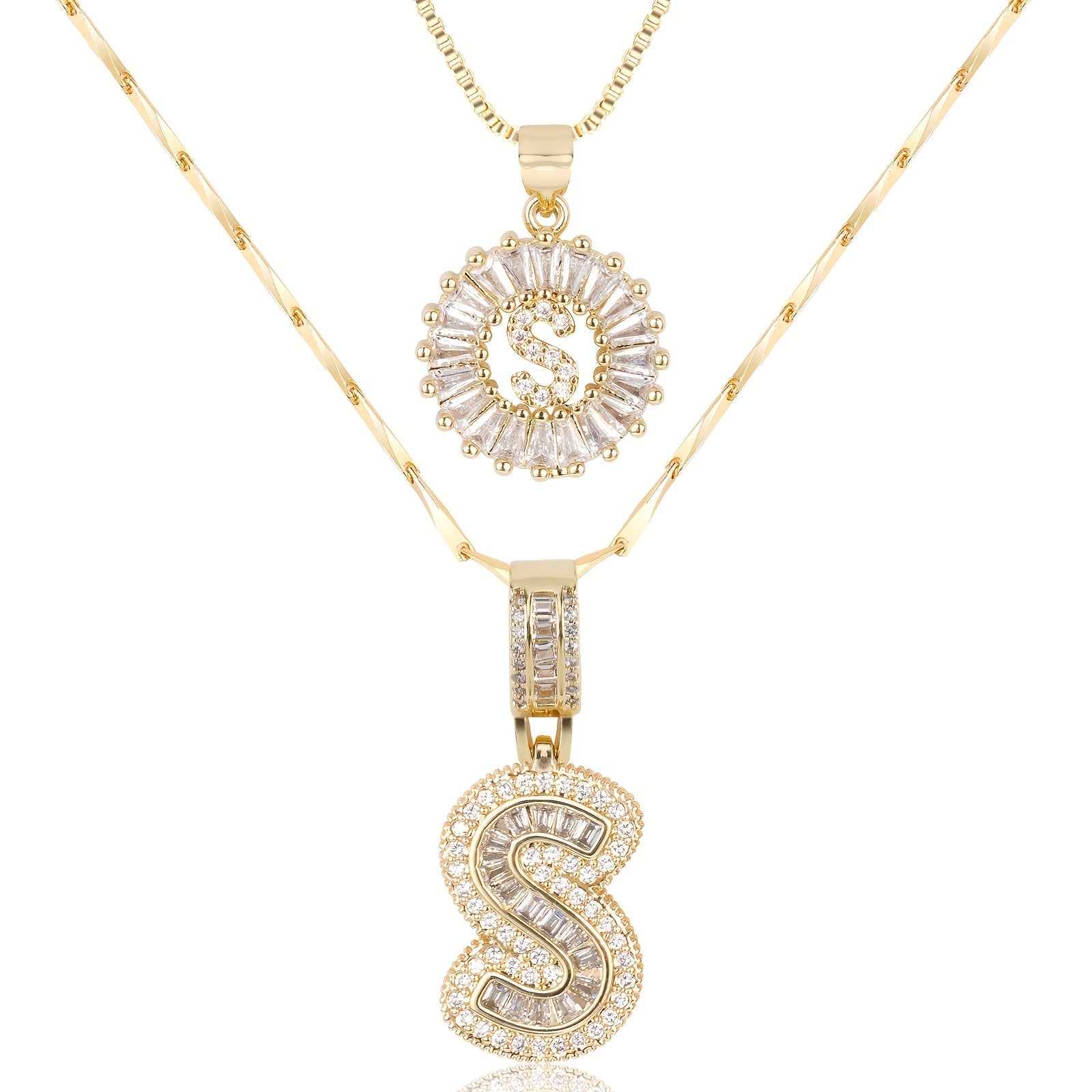 2pc Luxe Diamond Initial Layered