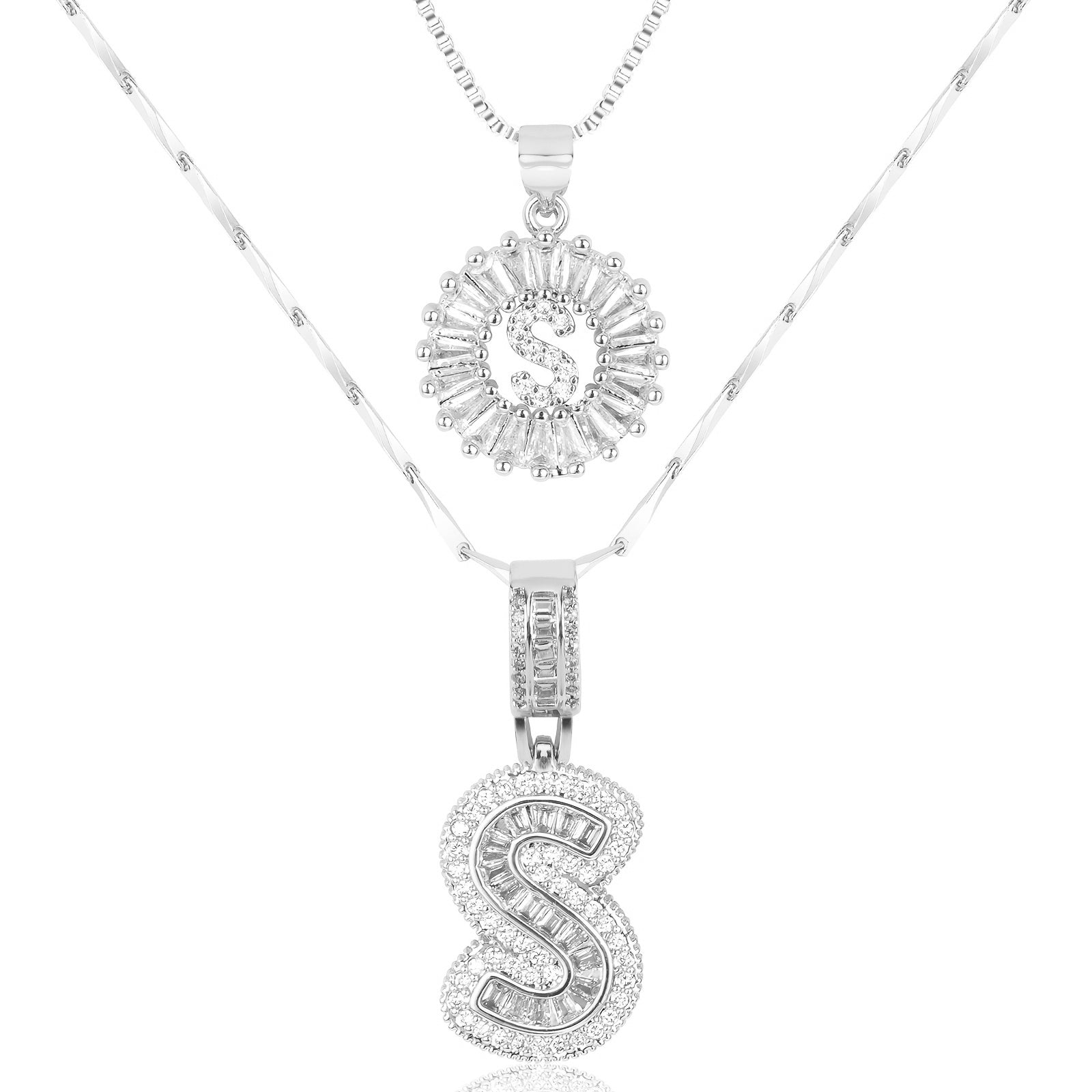 2pc Luxe Diamond Initial Layered