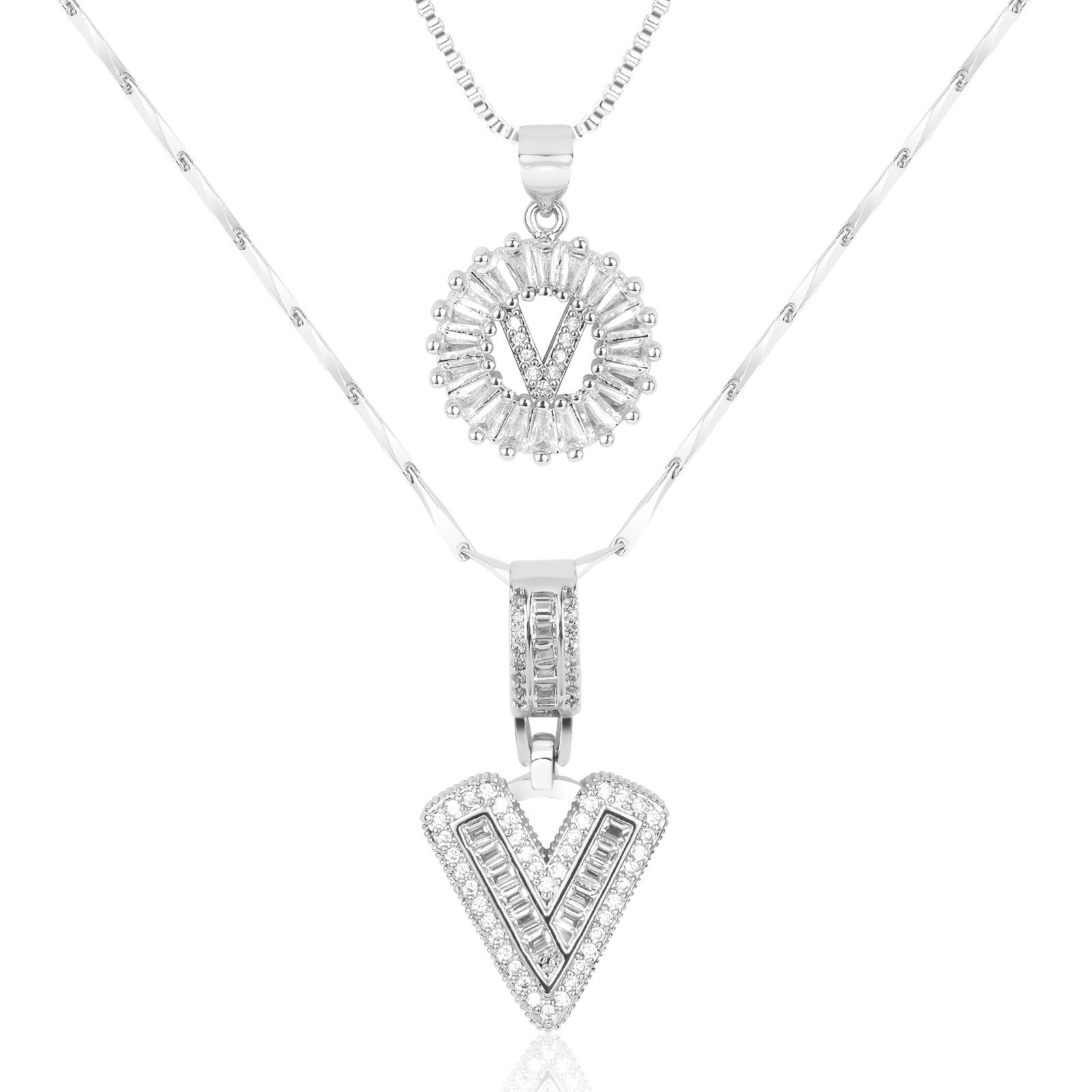 2pc Luxe Diamond Initial Layered
