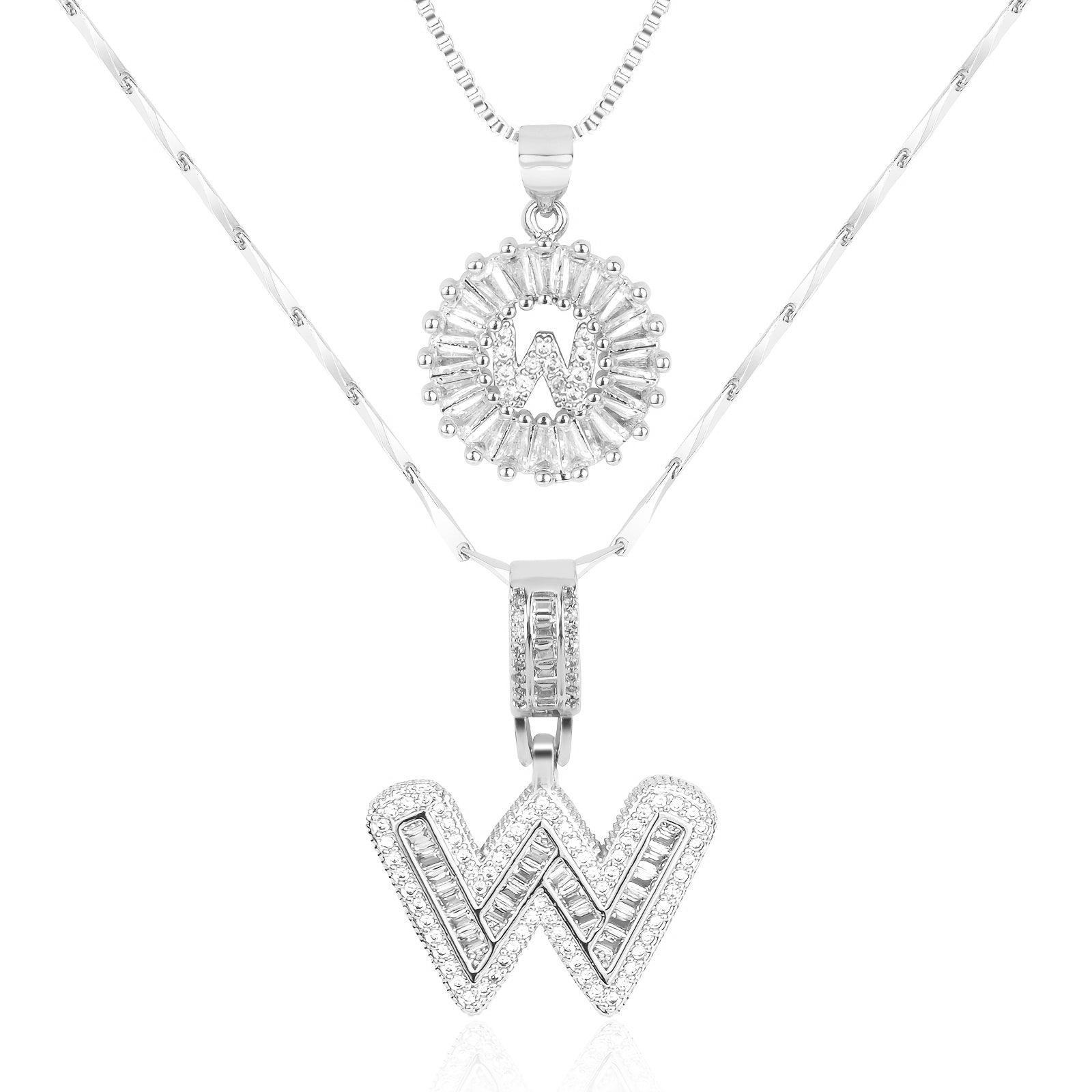 2pc Luxe Diamond Initial Layered