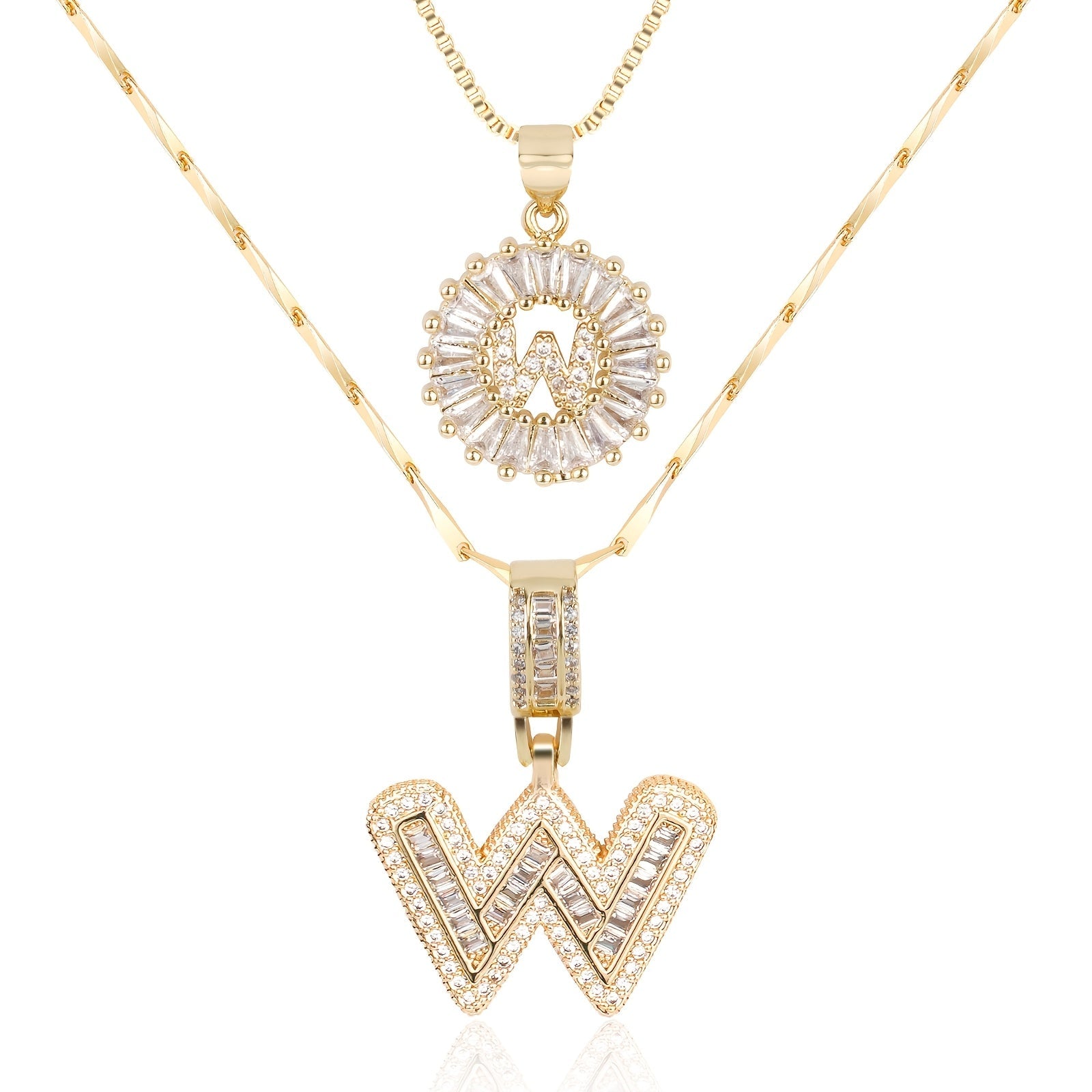 2pc Luxe Diamond Initial Layered