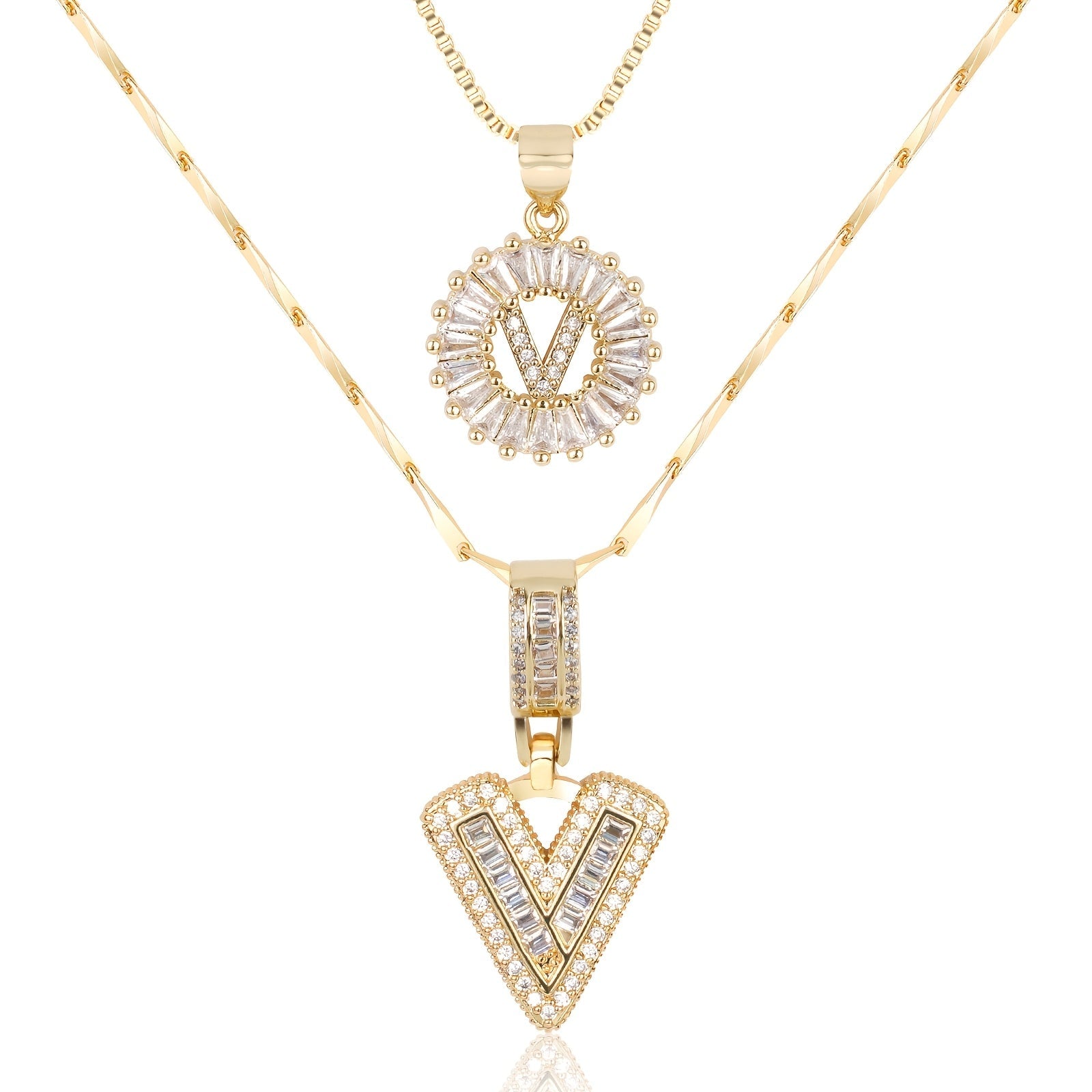 2pc Luxe Diamond Initial Layered