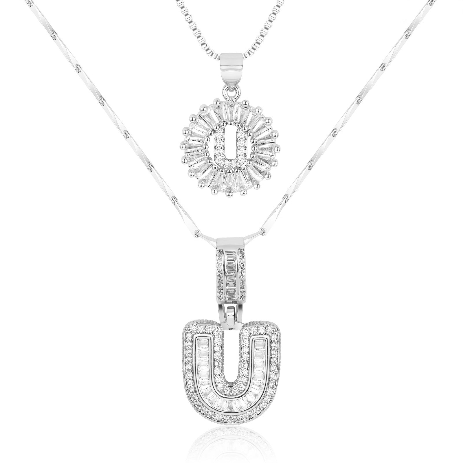 2pc Luxe Diamond Initial Layered