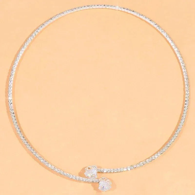 Open Heart Diamond Accent Choker Necklace