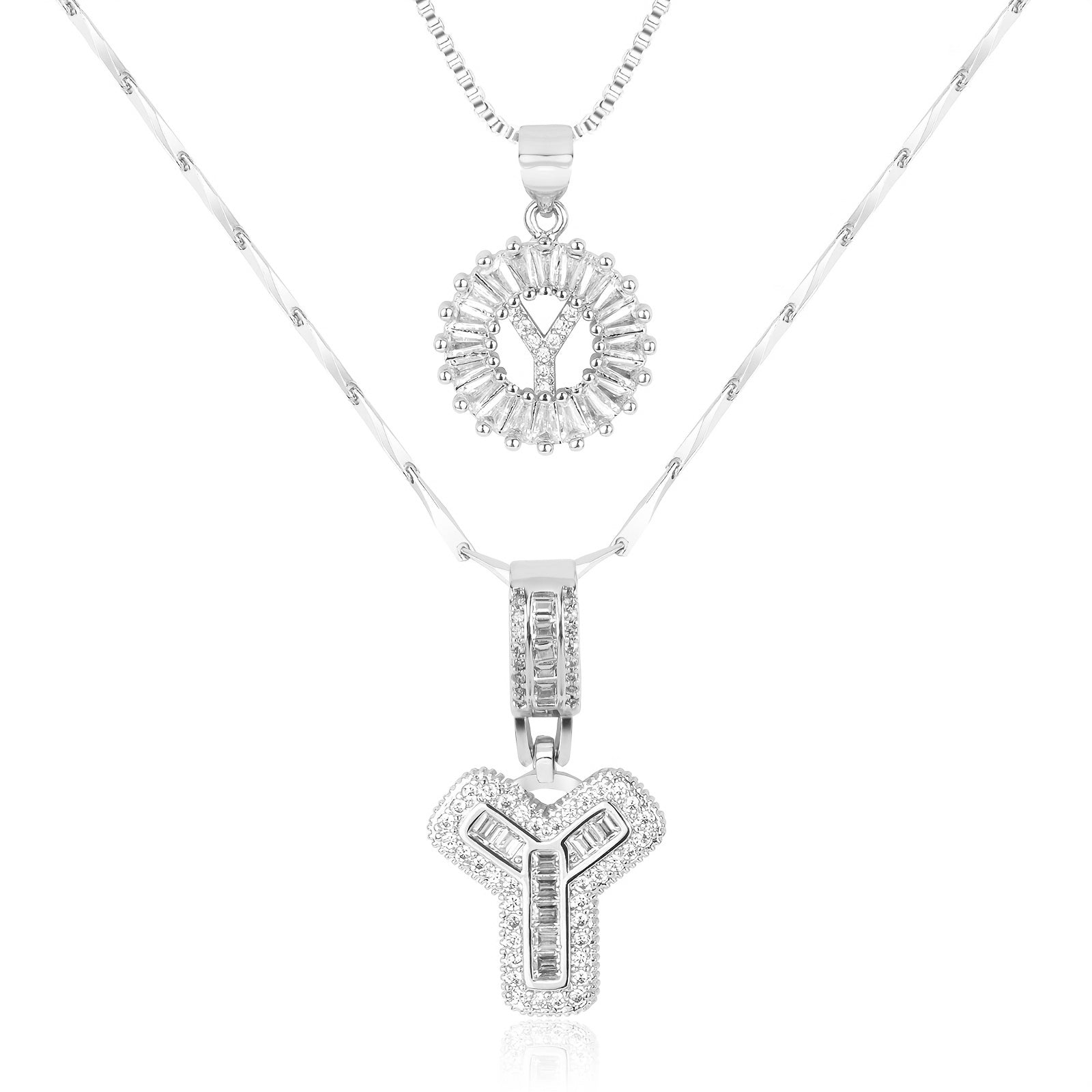 2pc Luxe Diamond Initial Layered