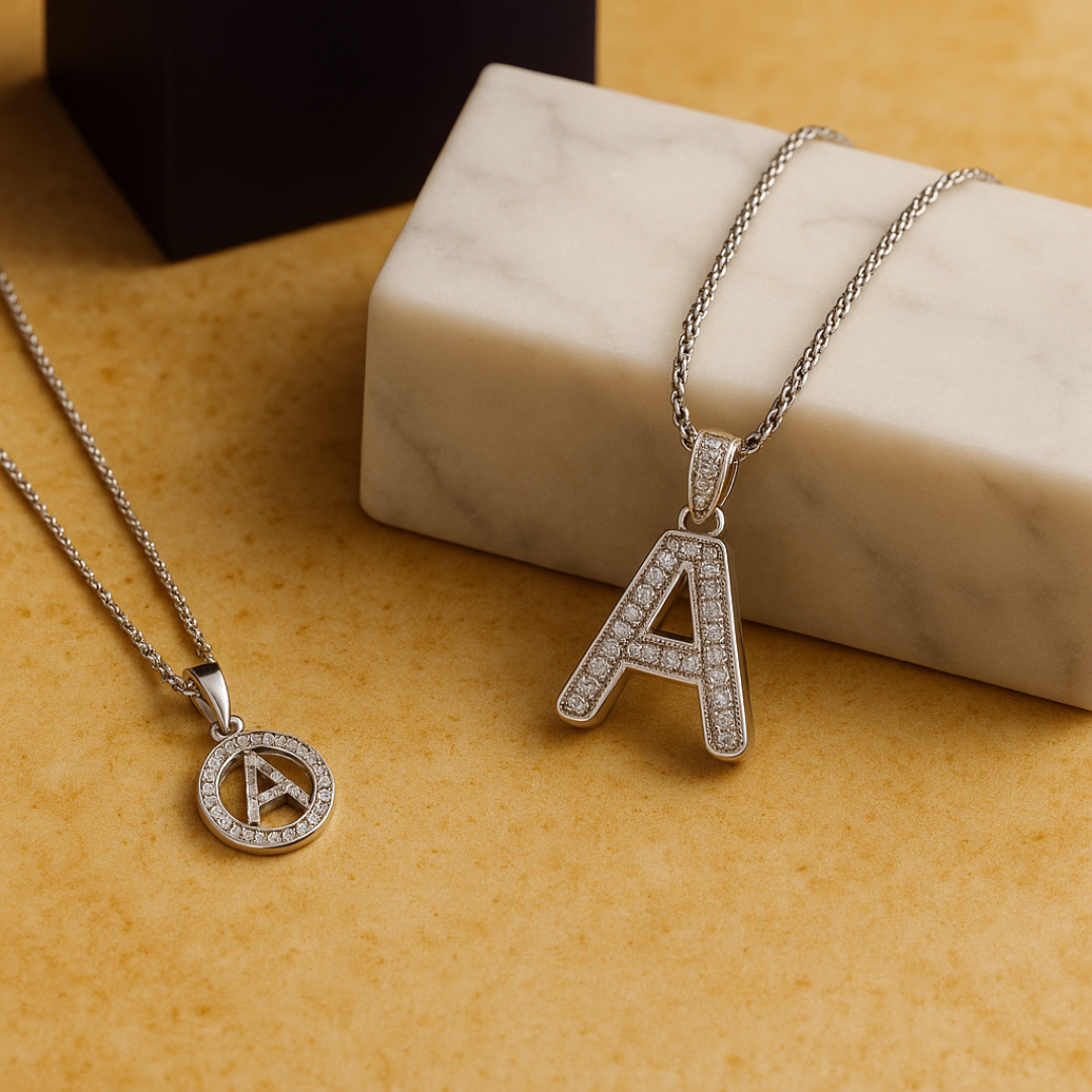 2pc Luxe Diamond Initial Layered