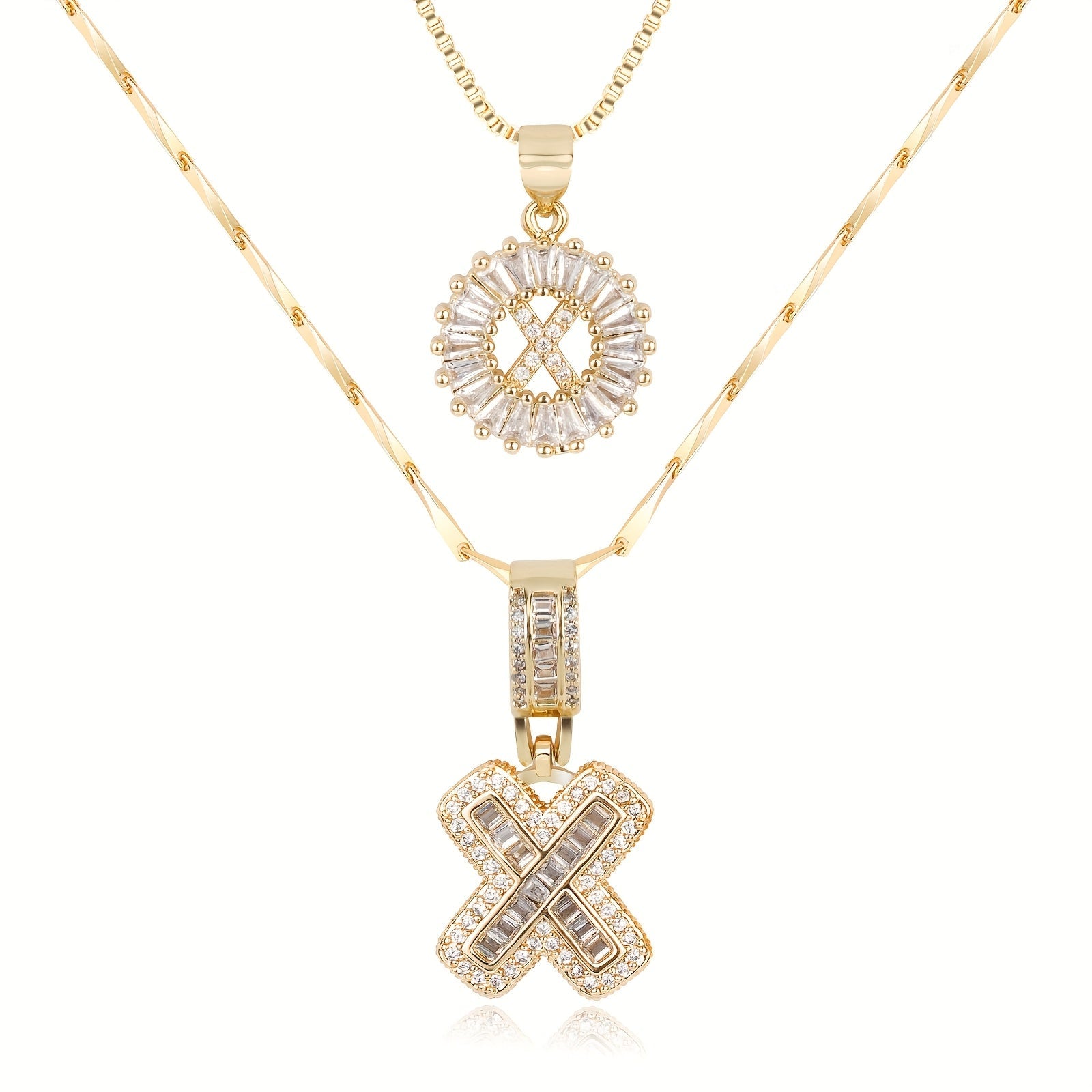 2pc Luxe Diamond Initial Layered