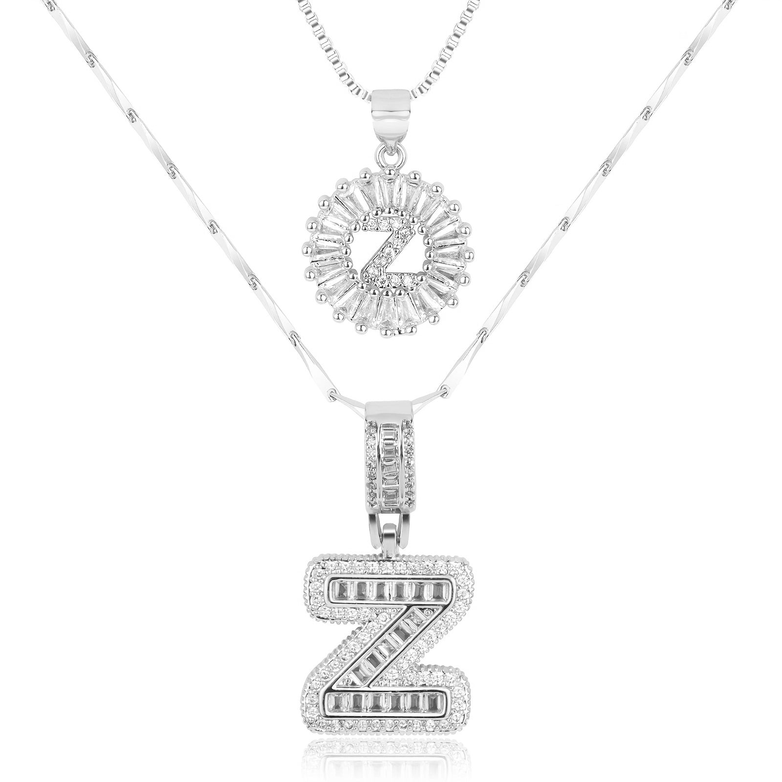 2pc Luxe Diamond Initial Layered