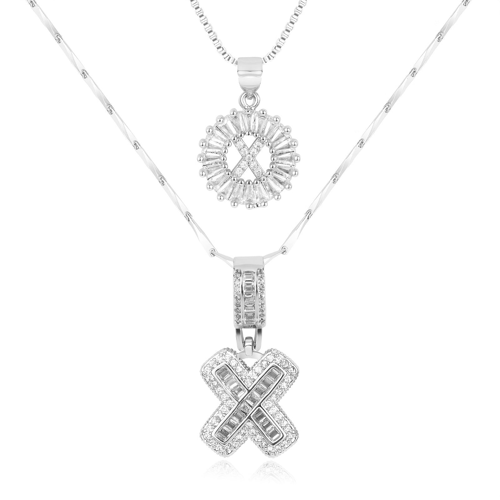 2pc Luxe Diamond Initial Layered