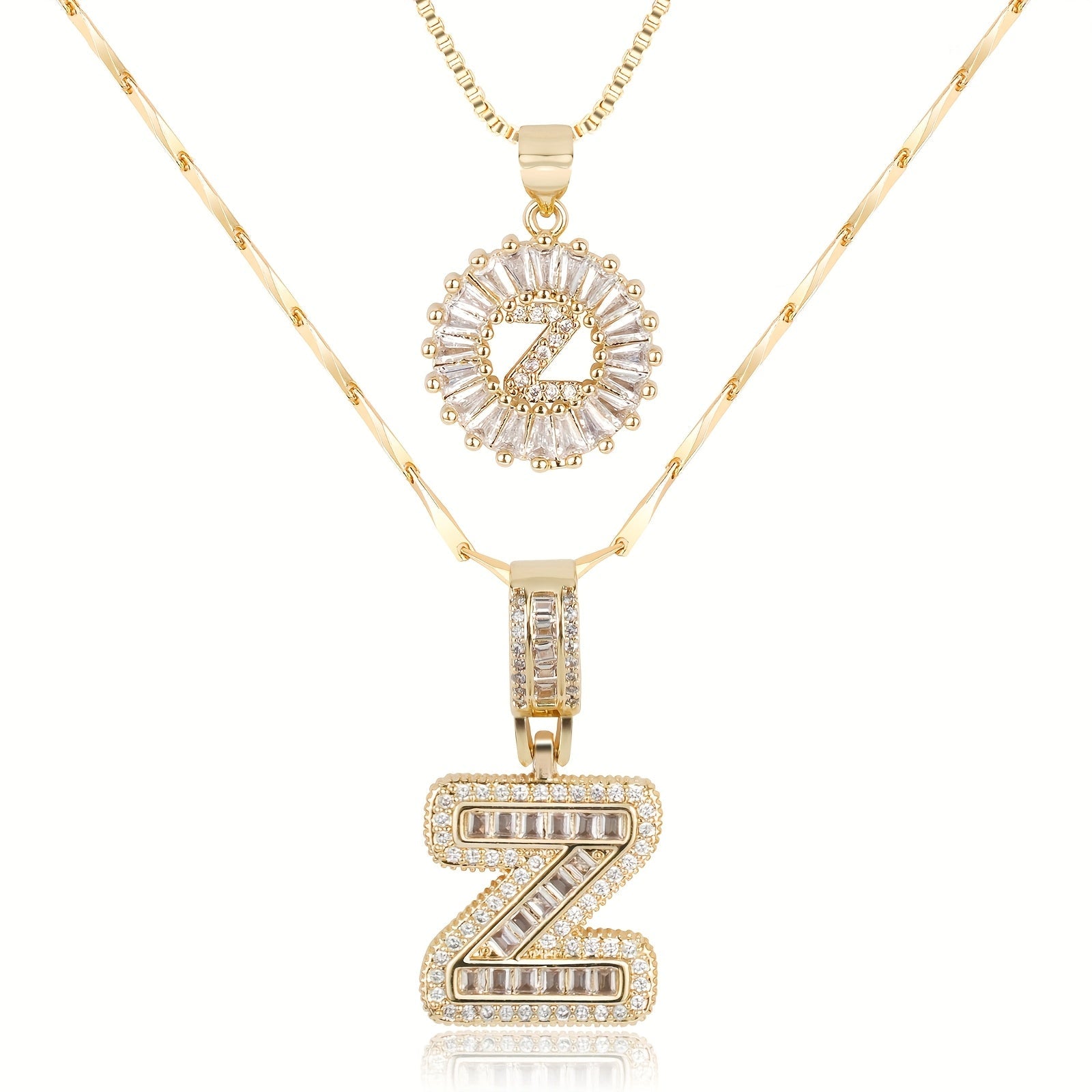 2pc Luxe Diamond Initial Layered