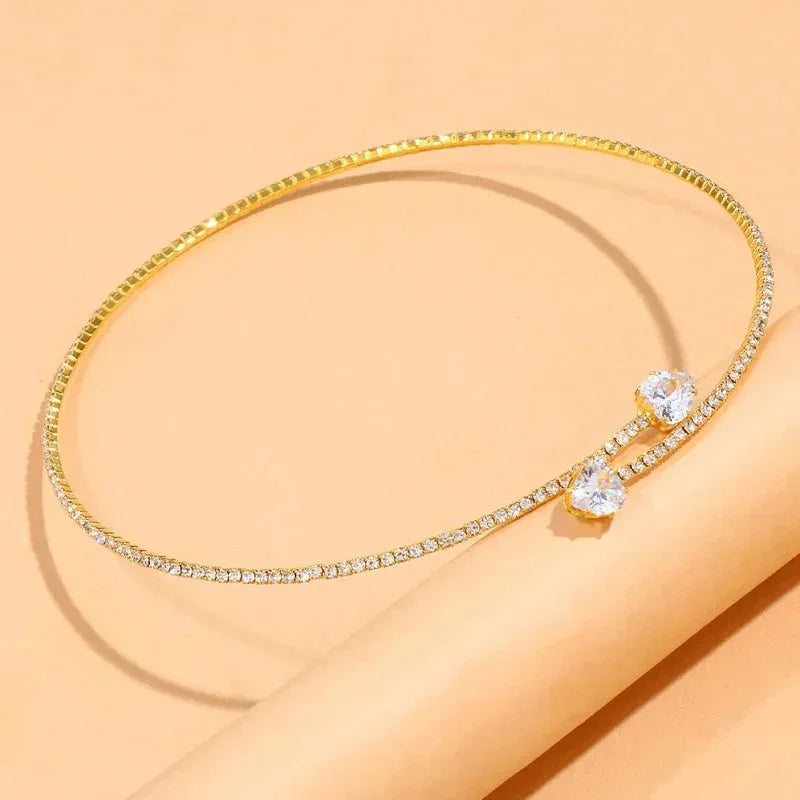 Open Heart Diamond Accent Choker Necklace