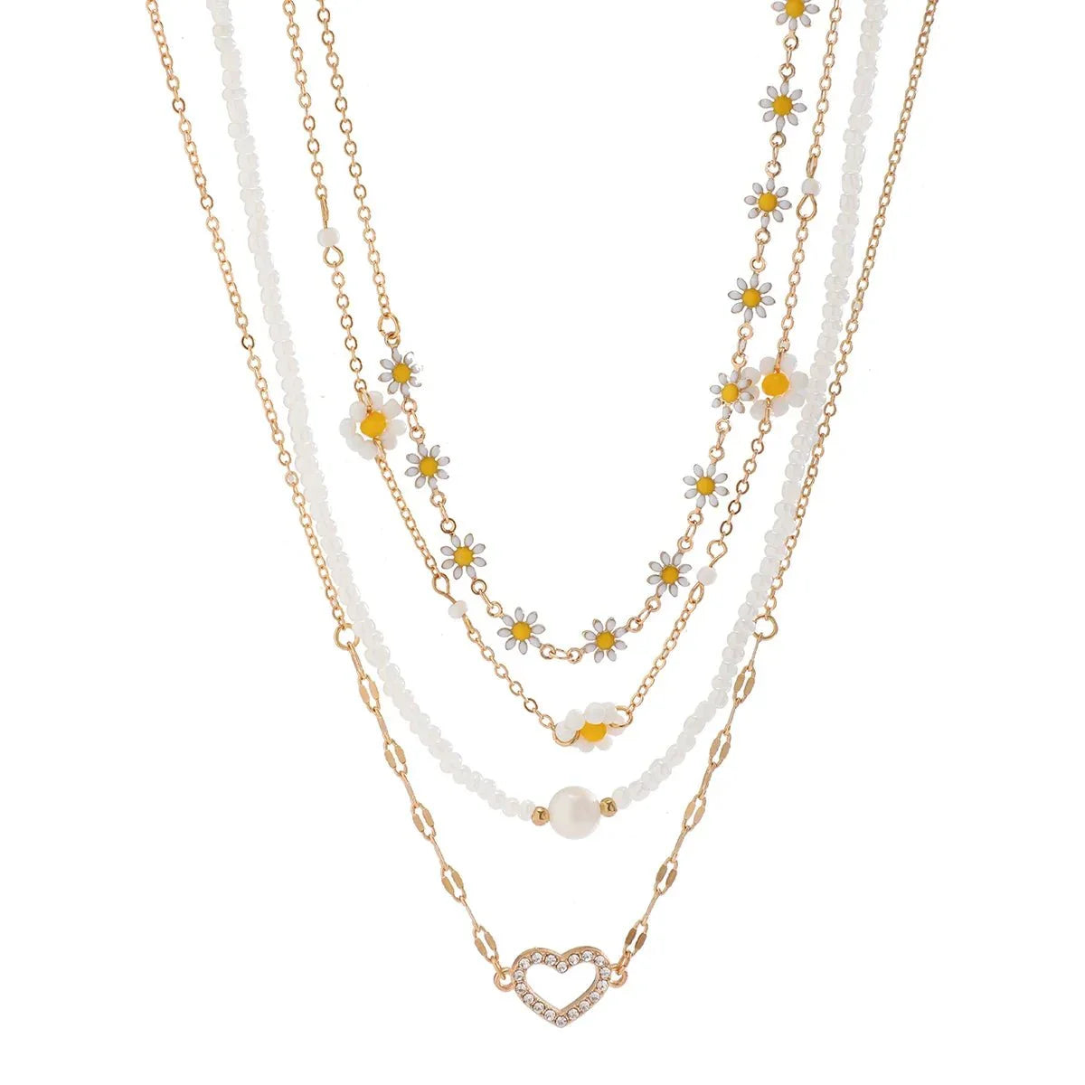 Boho Daisy Flower Necklace Set