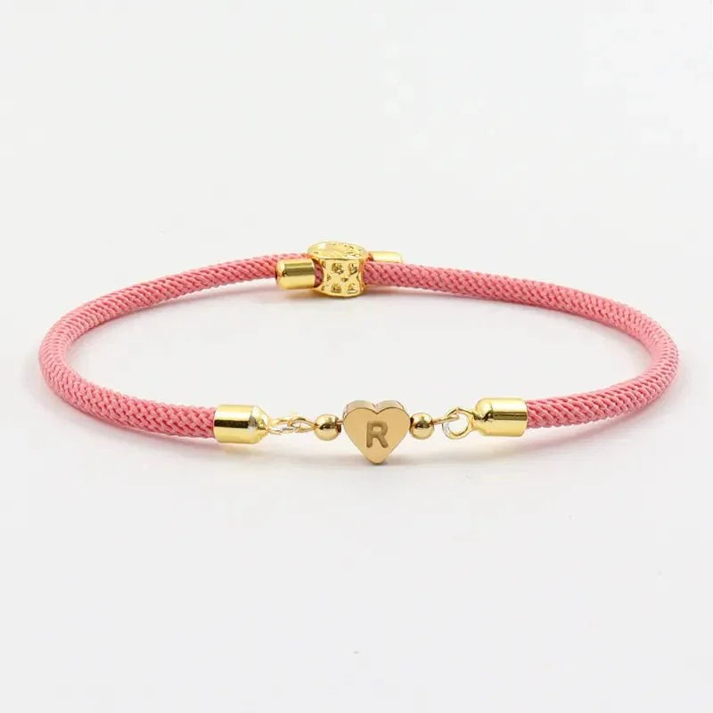 Heart Letter Charm Adjustable Bracelet