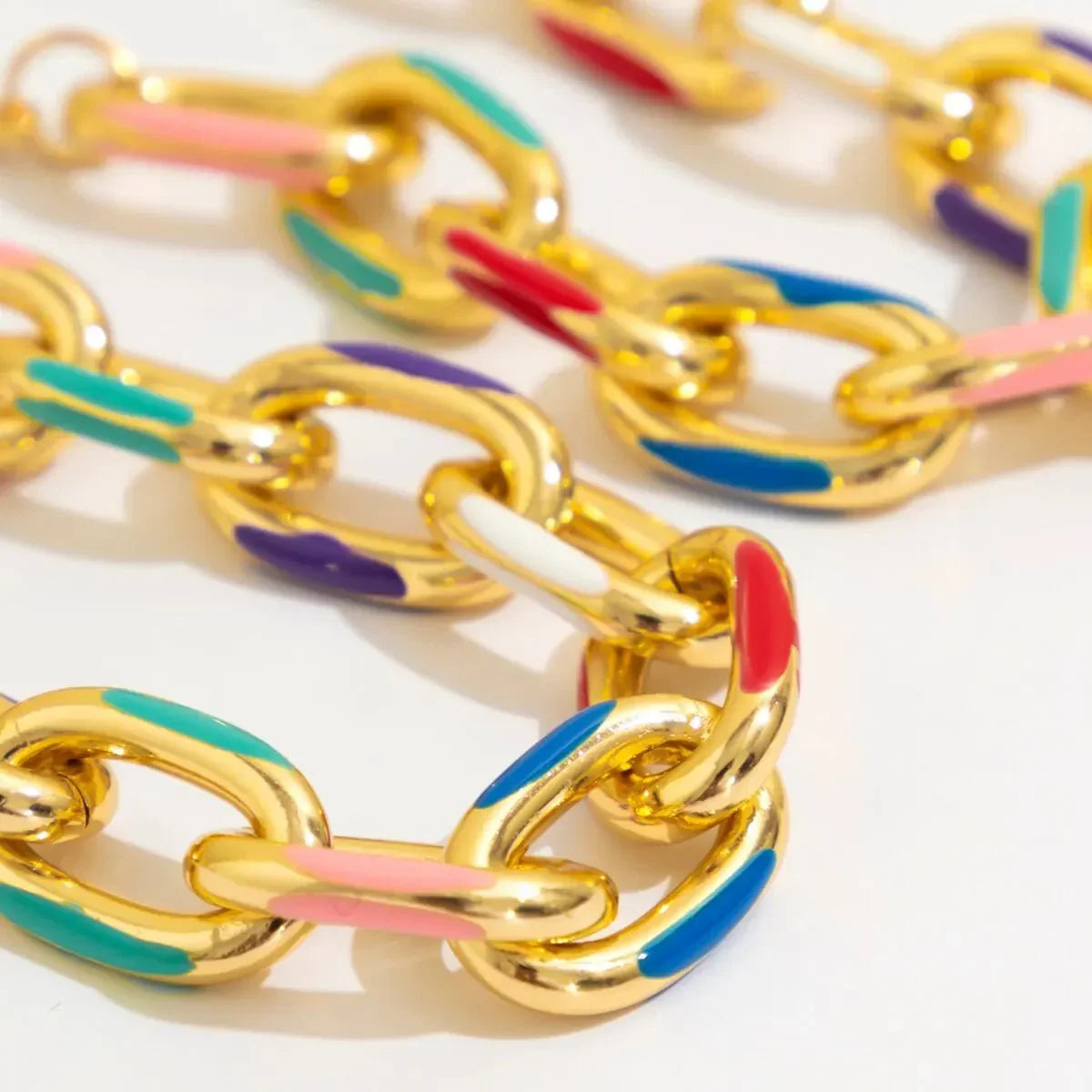 Bold Multicolor Chain Bracelet & Necklace Set