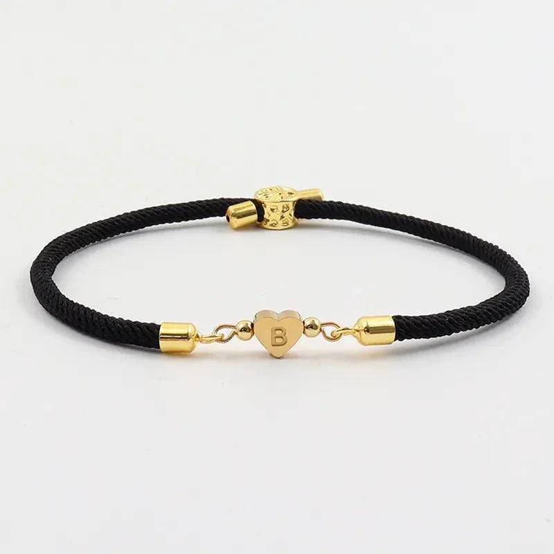 Heart Letter Charm Adjustable Bracelet